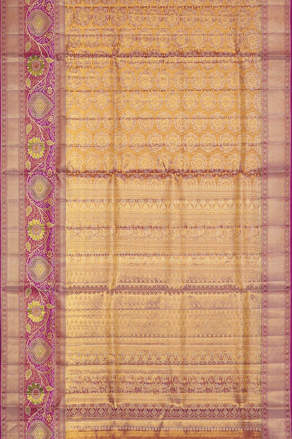 Image of Kanchipattu Golden Purple Tissue Brocade Saree