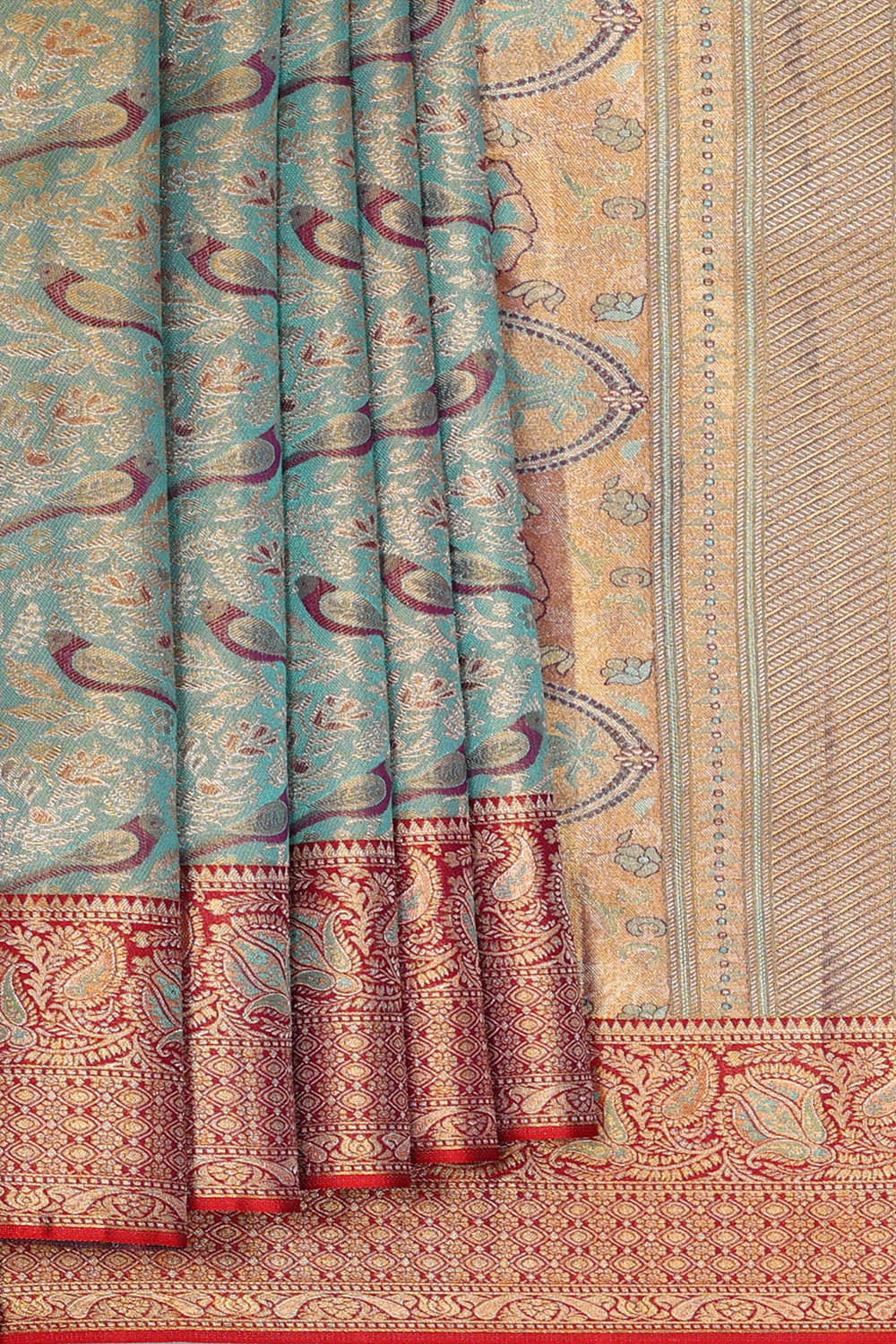 Image of Kanchipattu Blue Brocade Saree