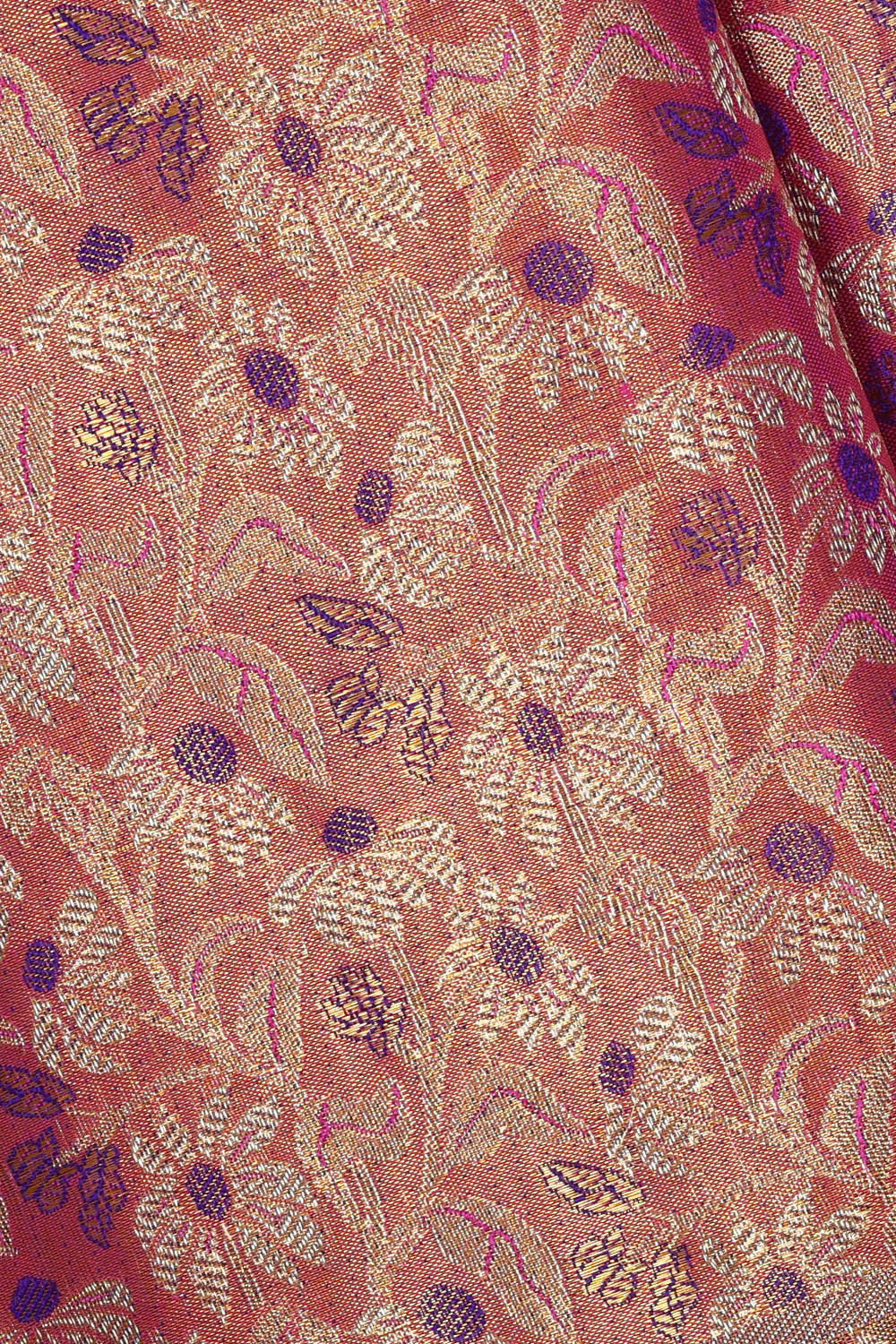 Image of Kanchipattu Golden Pink Brocade Saree