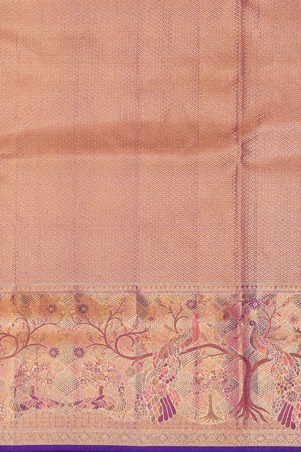 Kanchipattu Golden Pink Brocade Saree