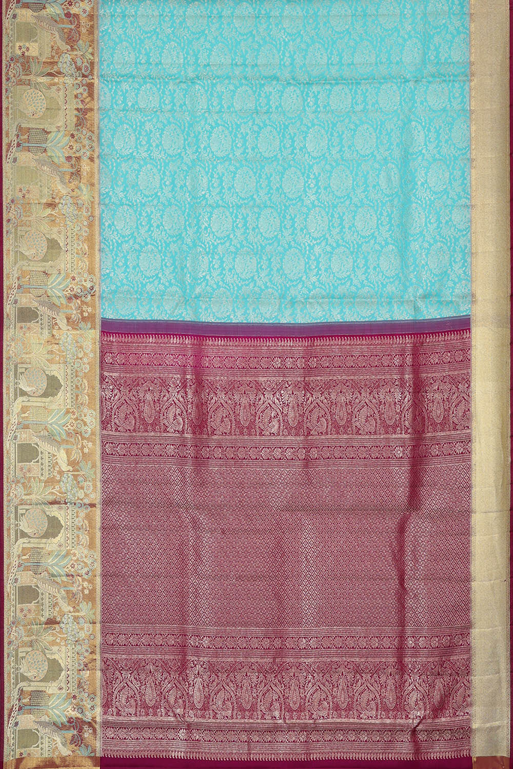 Kanchipattu Sky Blue Brocade Saree