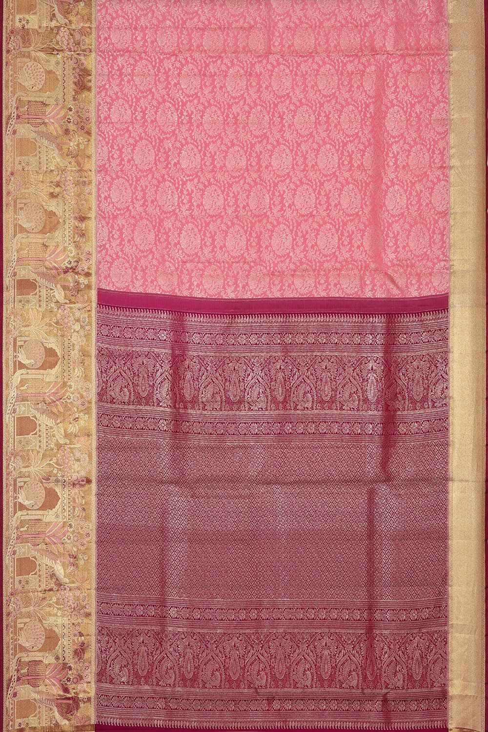Image of Kanchipattu Pink Brocade Saree