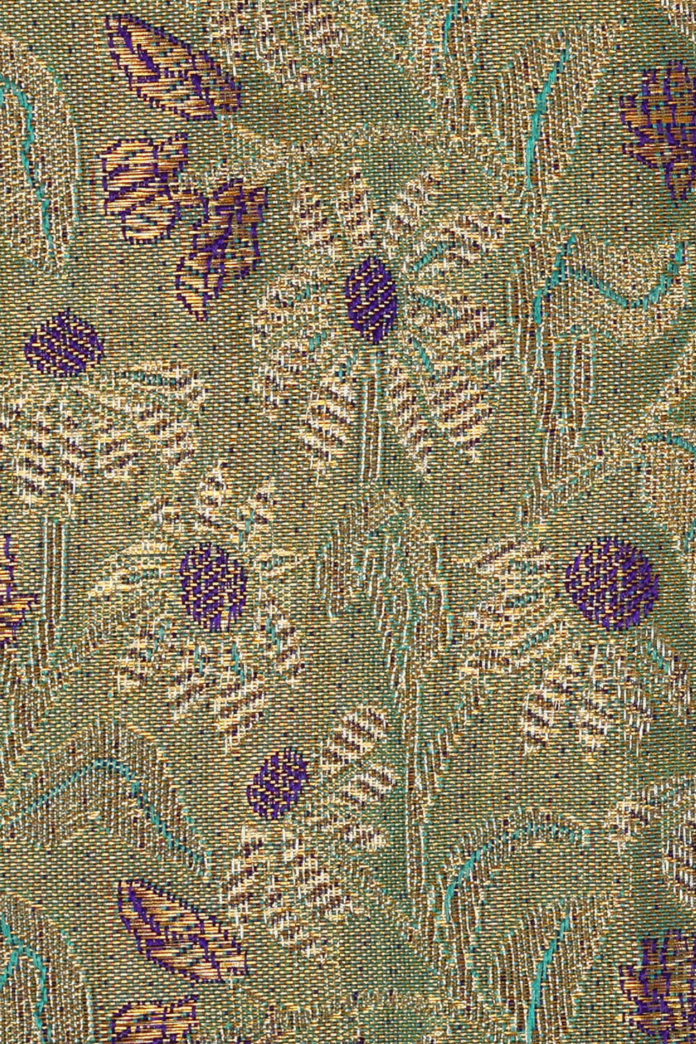 Image of Kanchipattu Golden Sea Green Tissue Brocade Saree