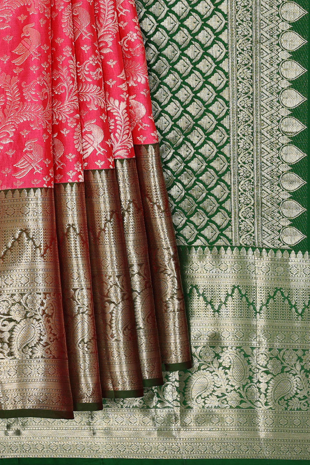 Image of Kanchipattu Reddish Pink Brocade Saree