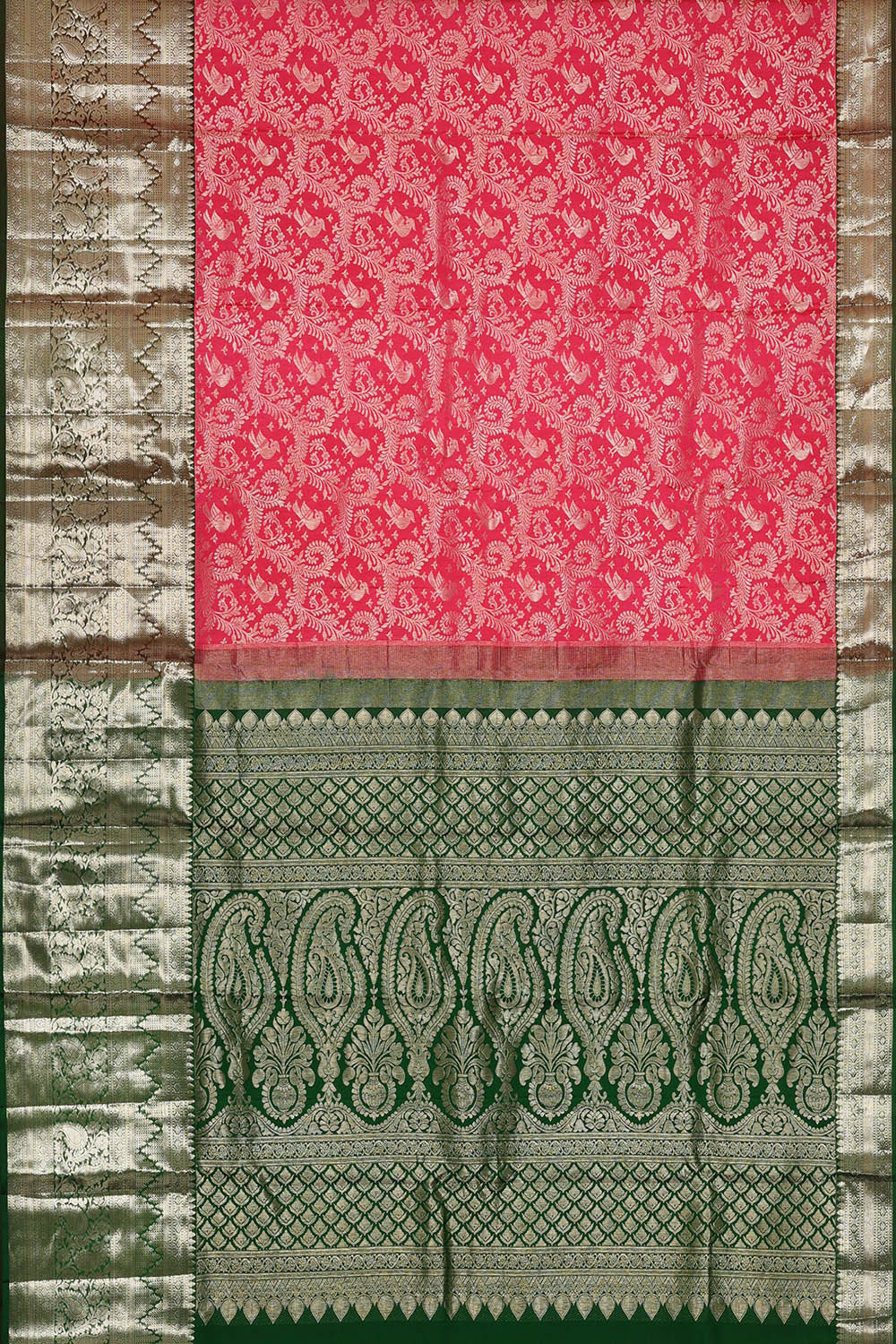 Image of Kanchipattu Reddish Pink Brocade Saree