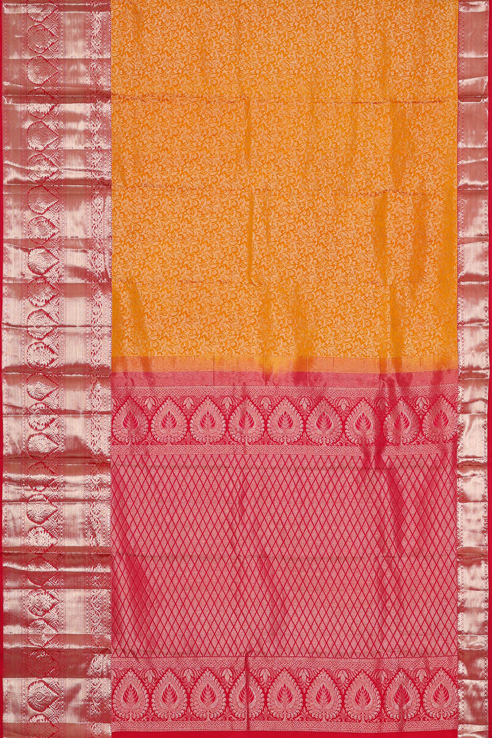 Image of Kanchipattu Mustard Yellow Brocade Saree