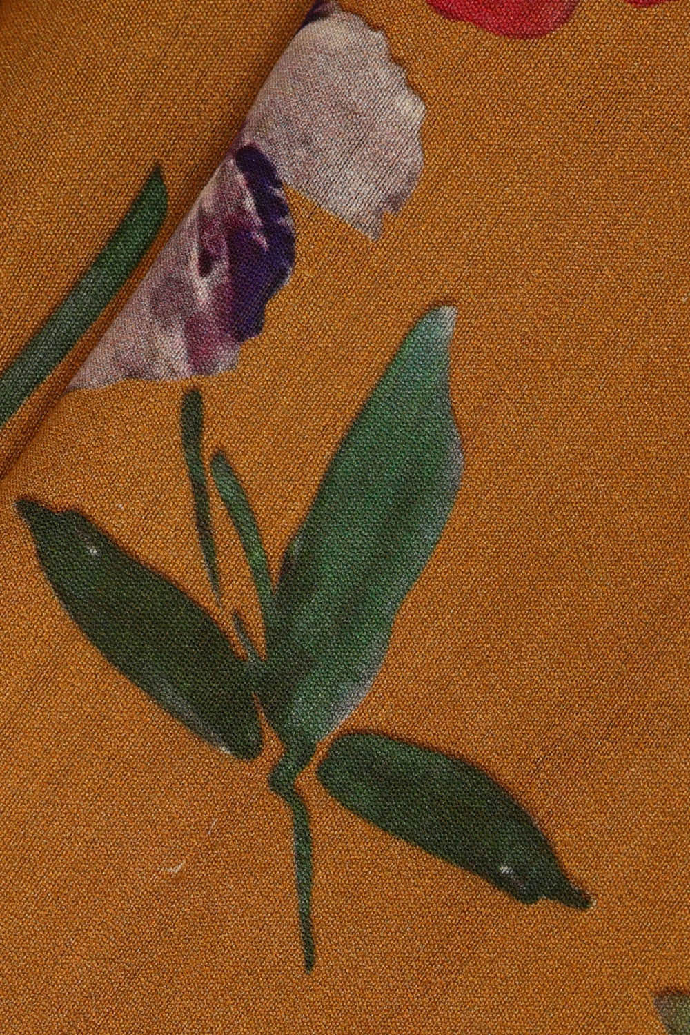 Image of Printed Mustard Yellow Silk Saree