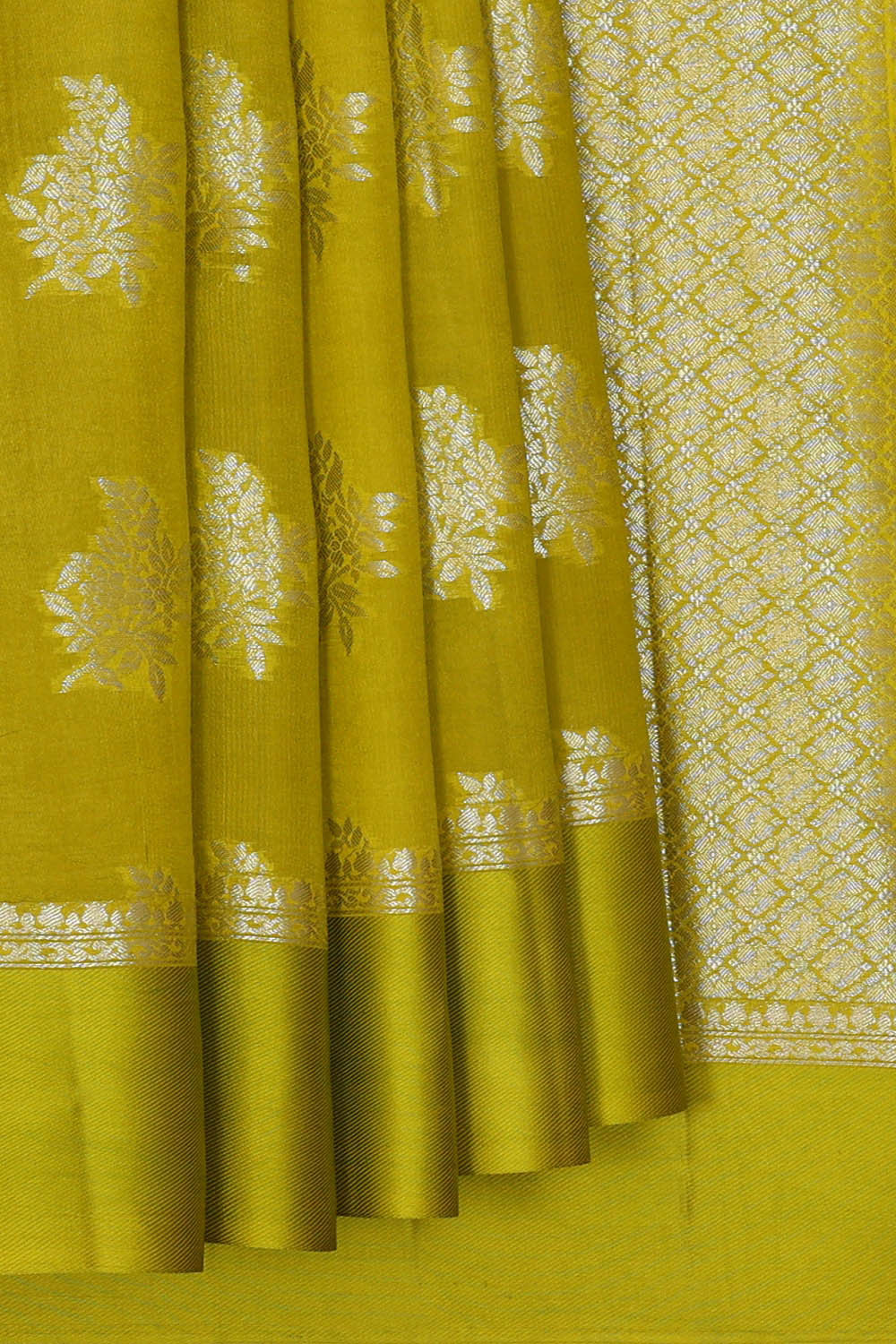 Image of Parrot Green Silk Saree