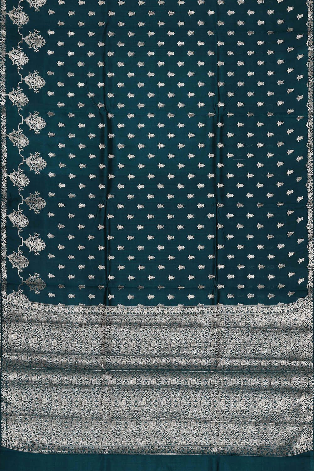Image of Peacock Blue Silk Saree