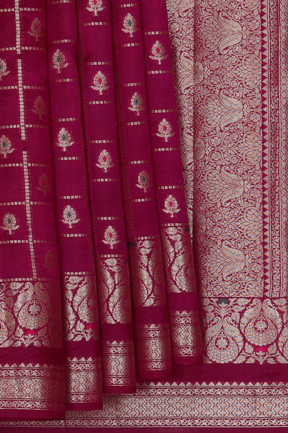 Image of Magenta Red Silk Saree