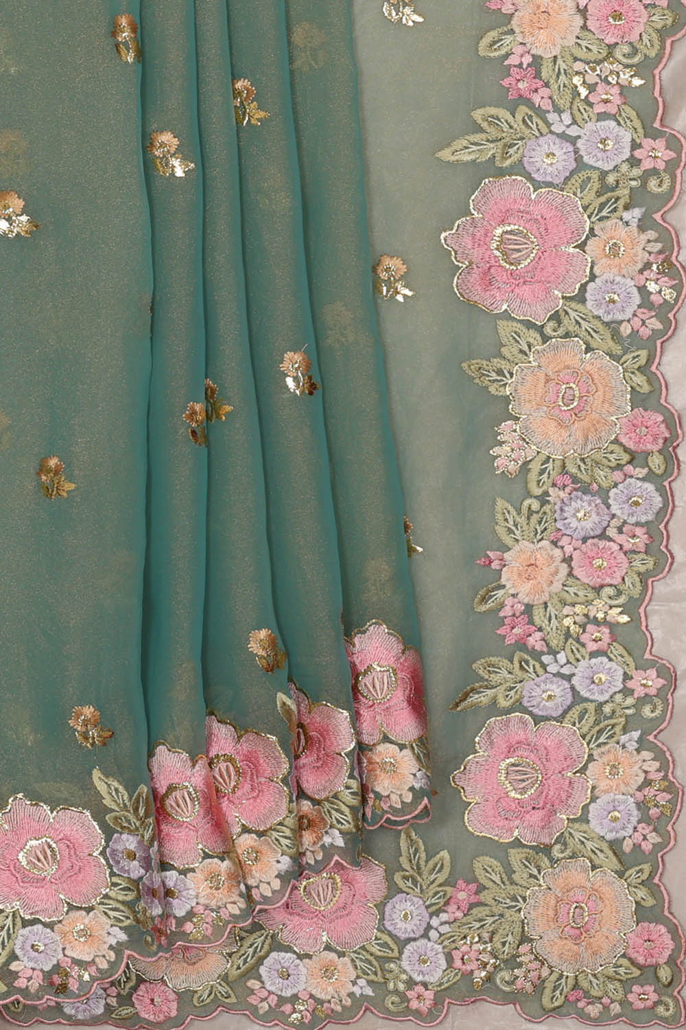 Image of Georgette Sea Green Saree
