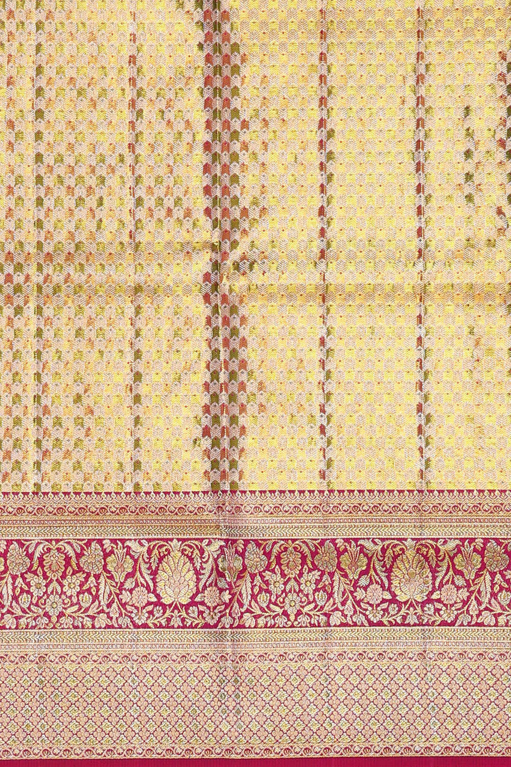 Image of Kanchipattu Golden Green Brocade Saree