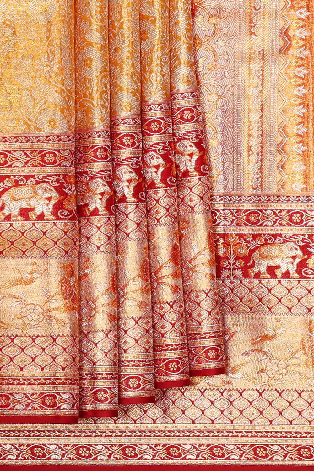 Image of Kanchipattu Golden Yellow Brocade Saree