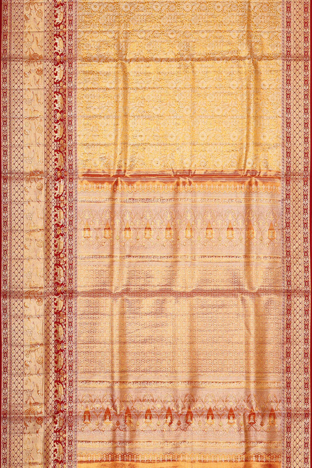 Image of Kanchipattu Golden Yellow Brocade Saree