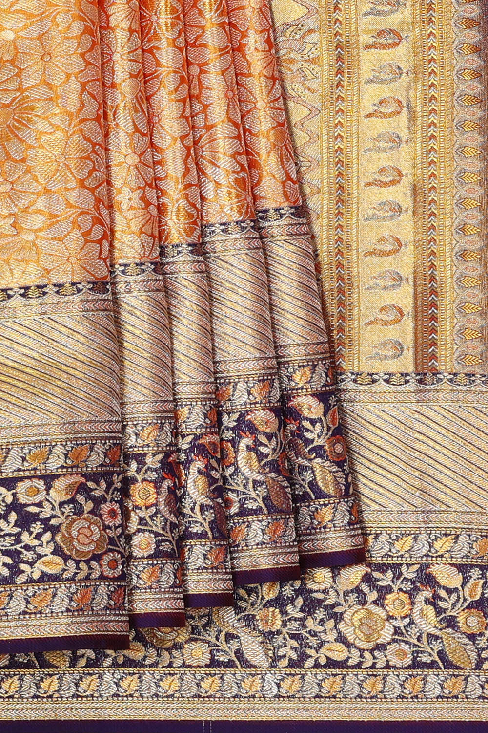 Kanchipattu Orange Brocade Saree