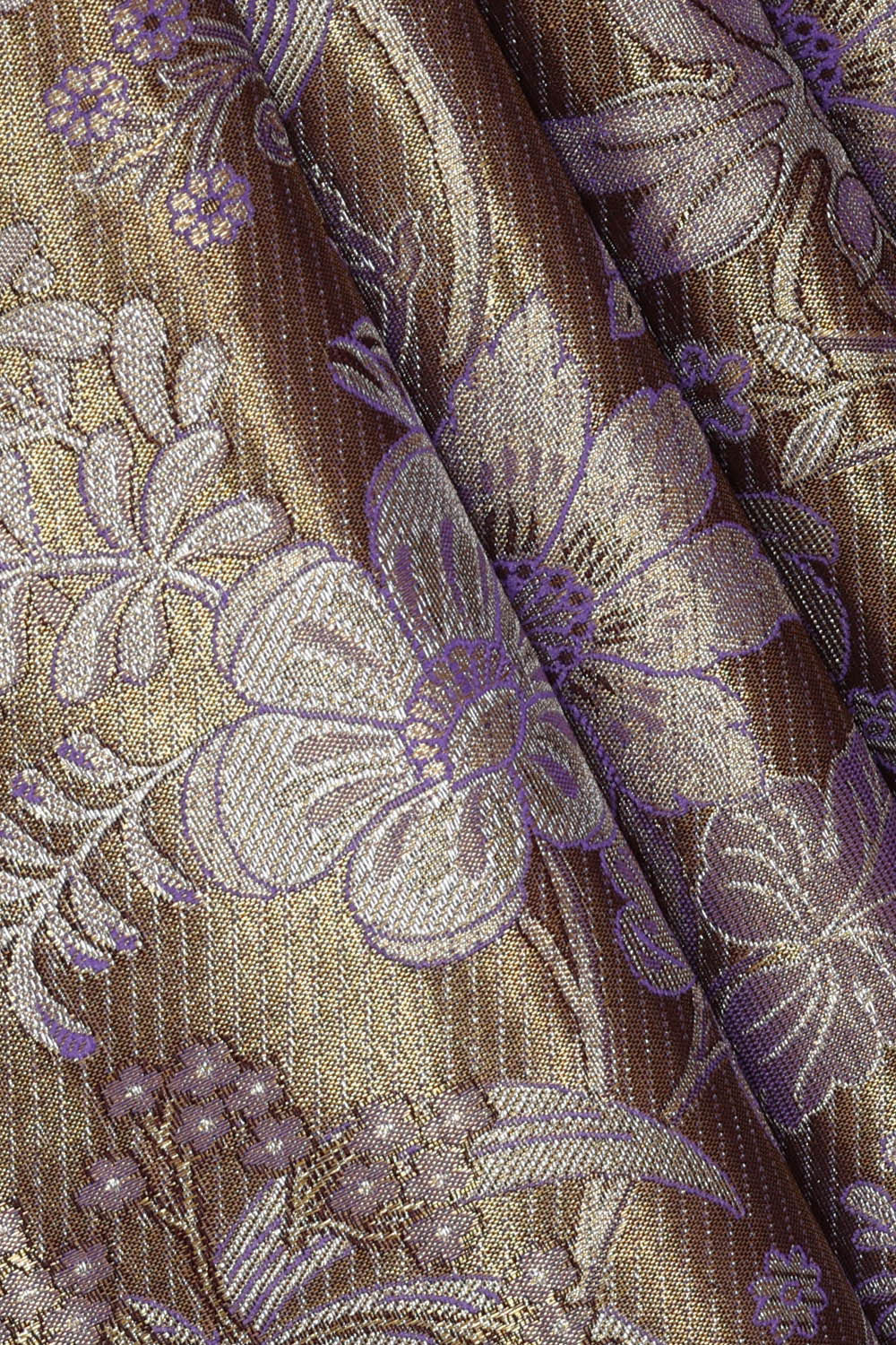 Image of Kanchipattu Mehndi Brown Tissue Brocade Saree