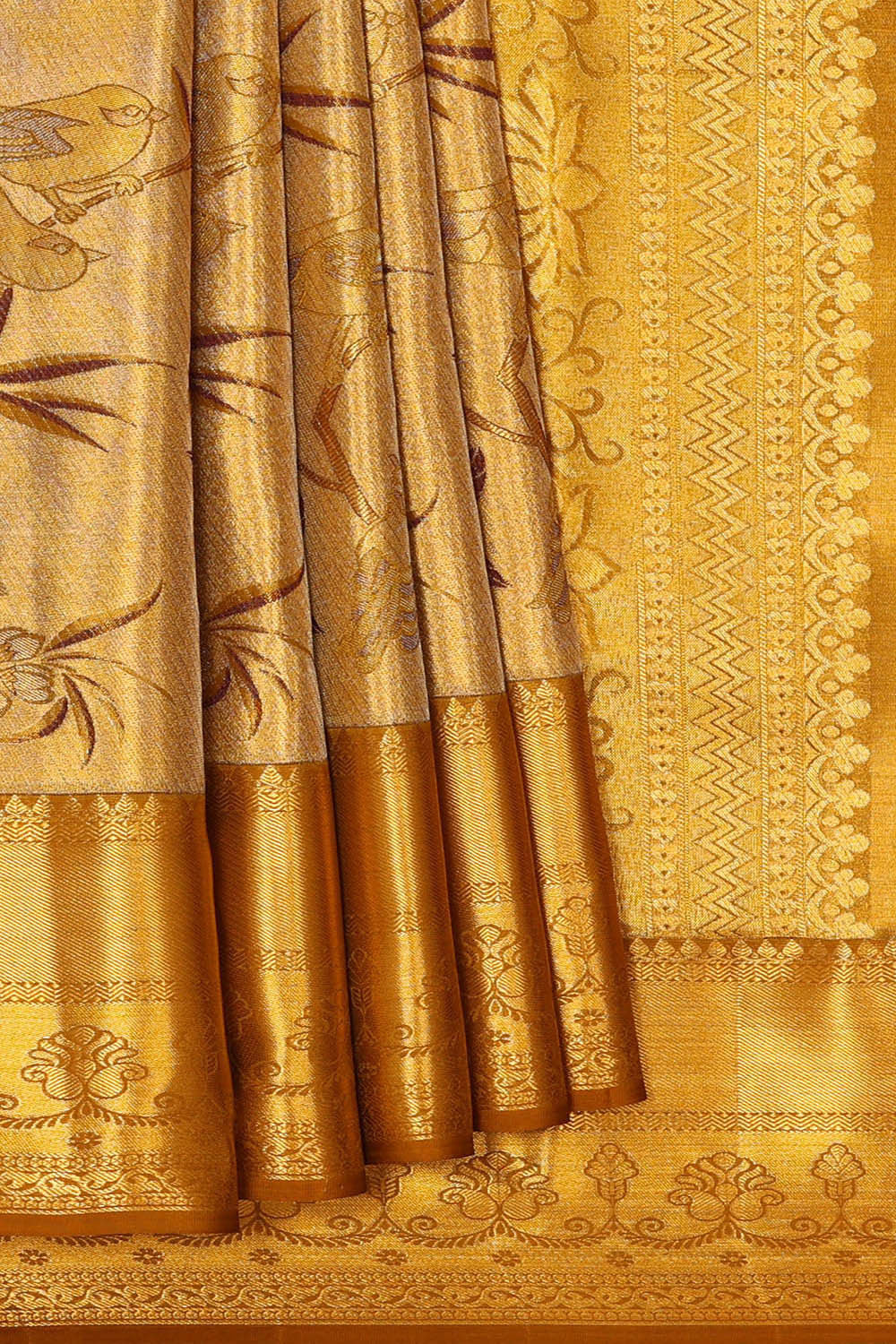 Image of Kanchipattu Gold Tissue Brocade Saree