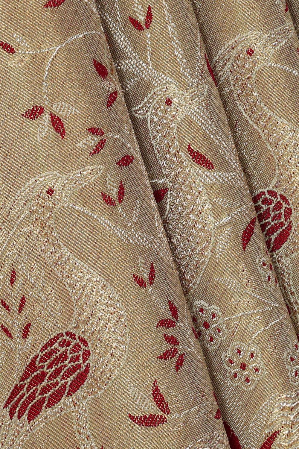 Image of Kanchipattu Creamy Gold Brocade Saree