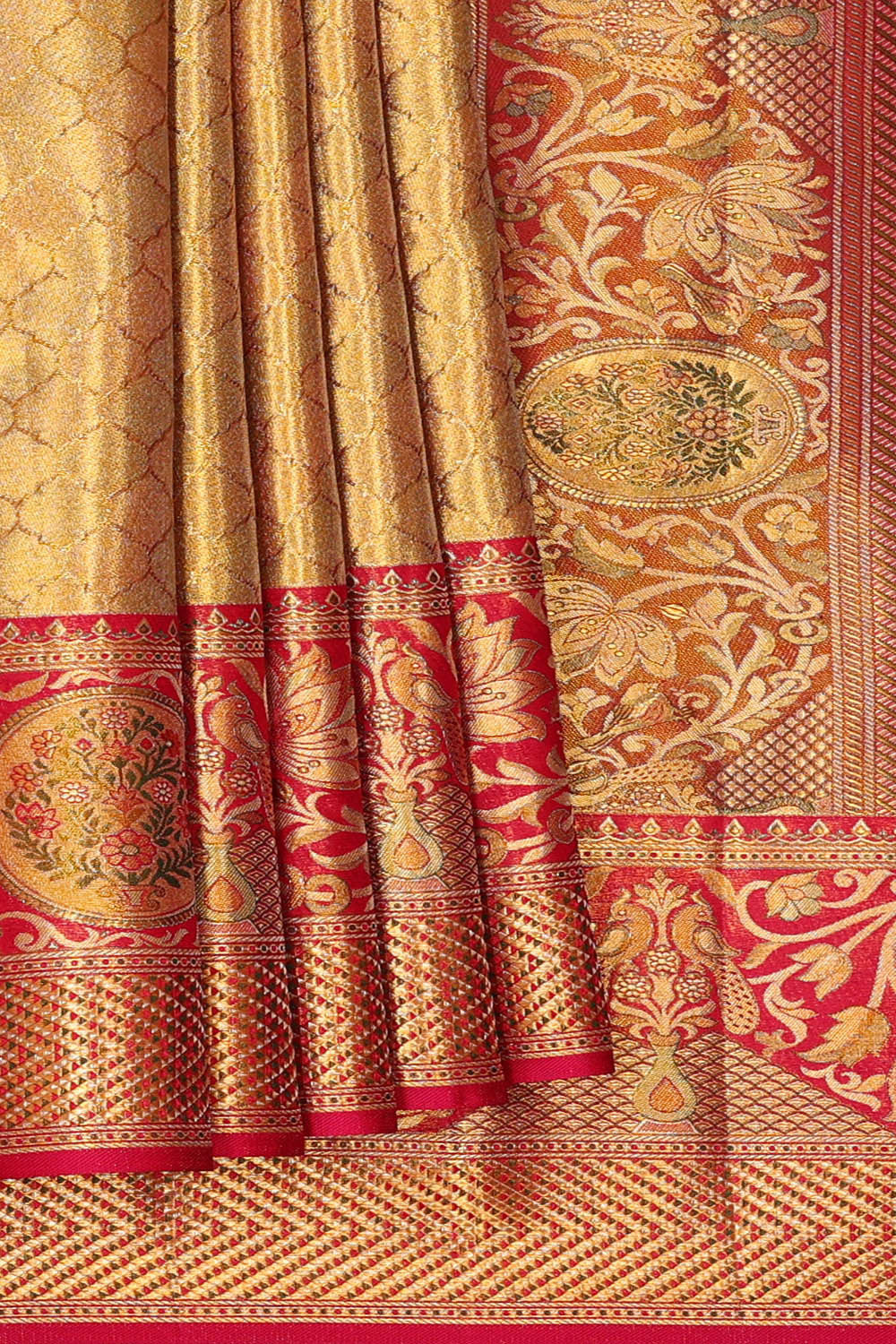 Kanchipattu Gold Tissue Brocade Saree
