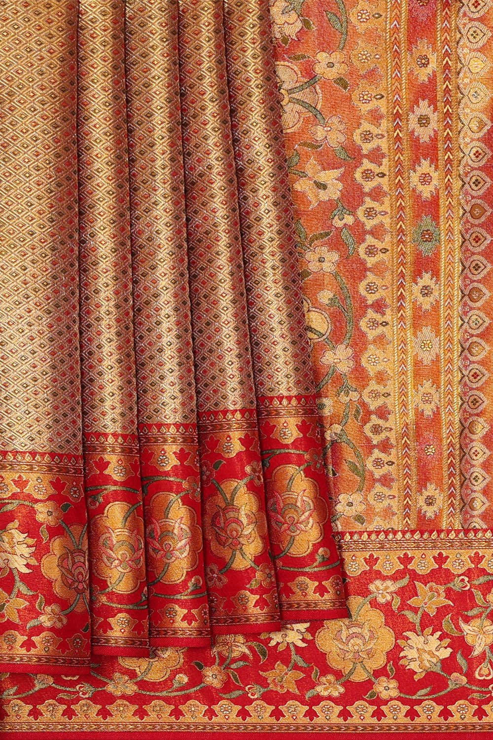 Kanchipattu Gold Tissue Brocade Saree