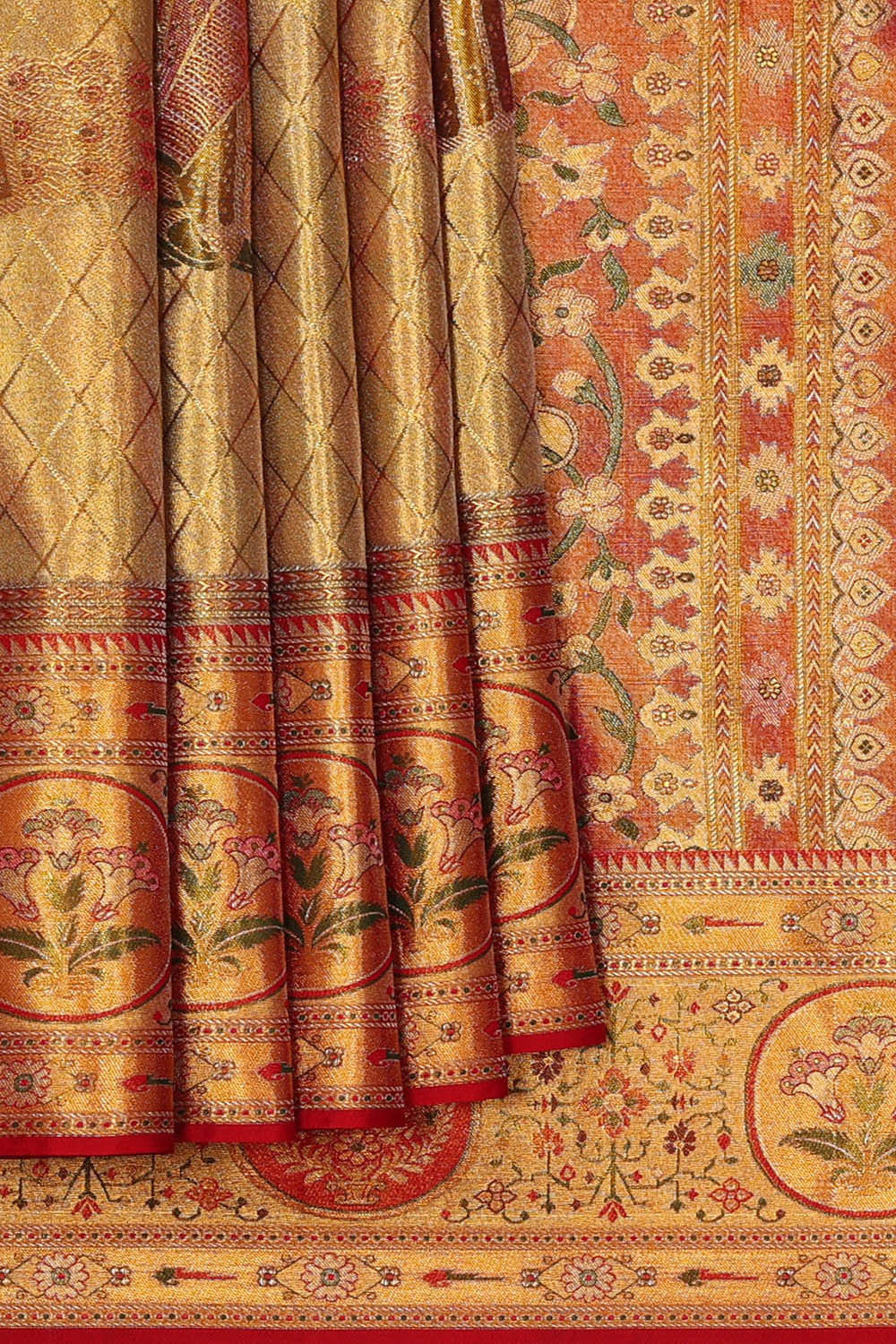 Kanchipattu Gold Tissue Brocade Saree