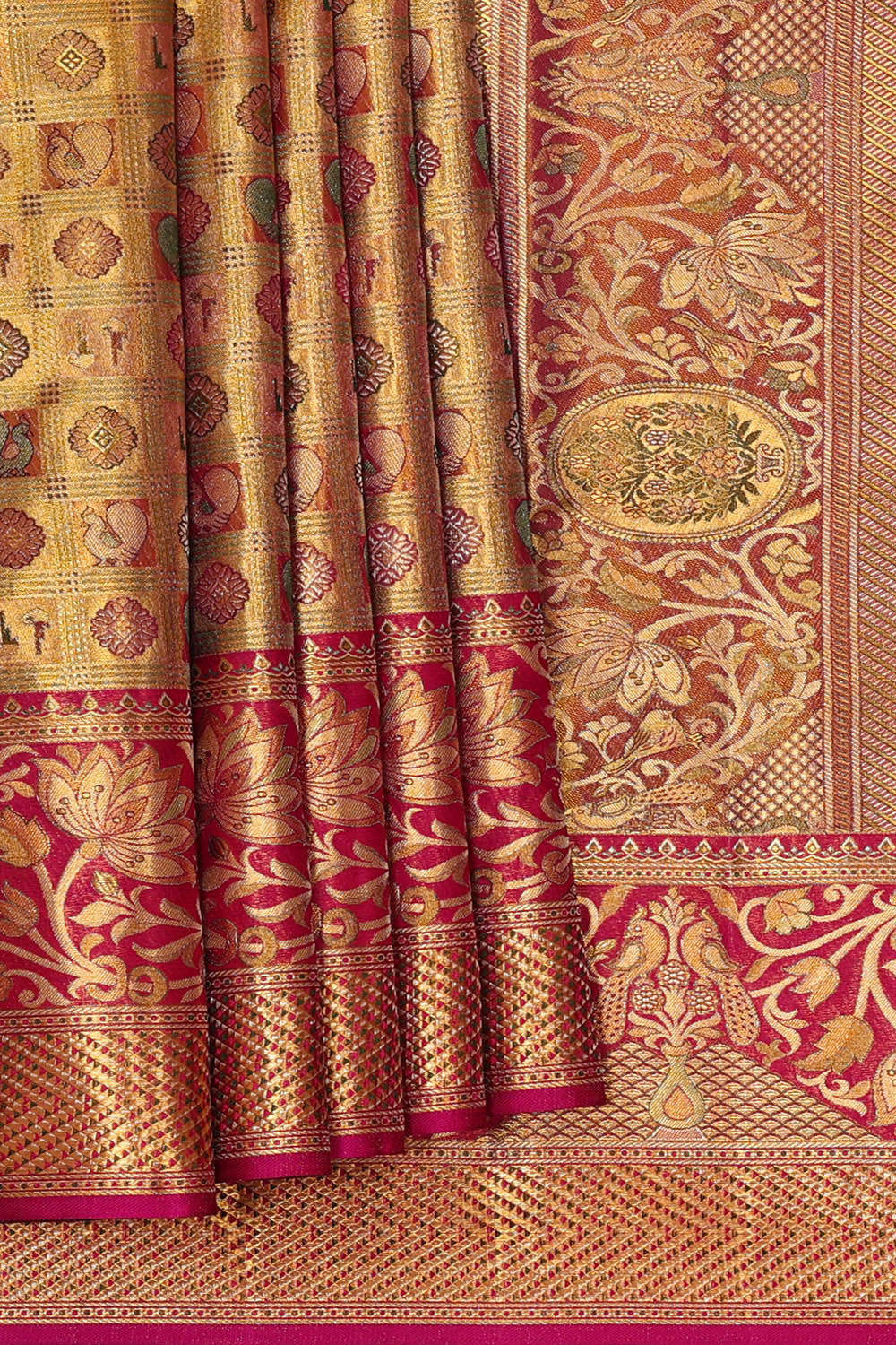 Image of Kanchipattu Gold Tissue Brocade Saree
