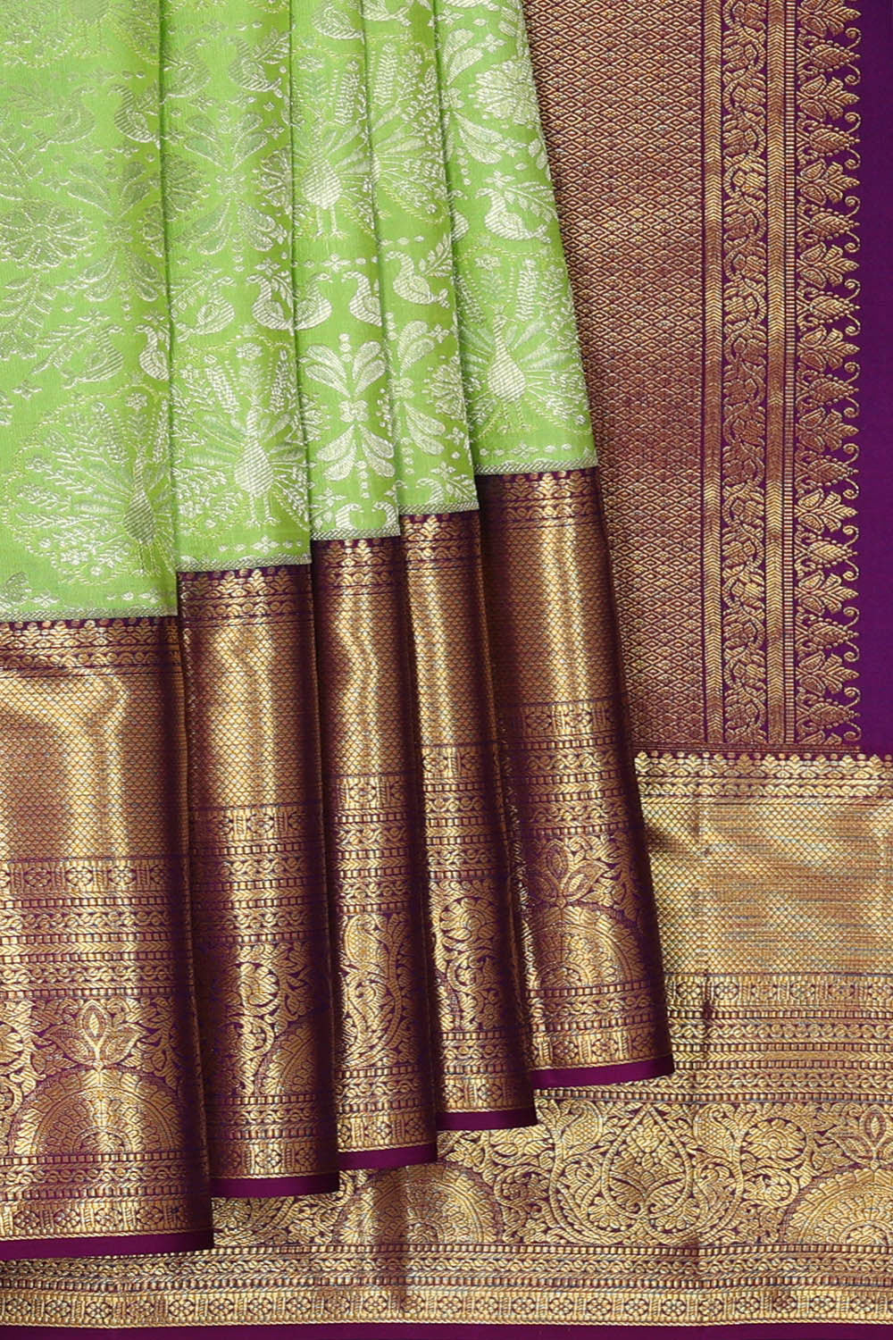 Image of Kanchipattu Light Green Brocade Saree