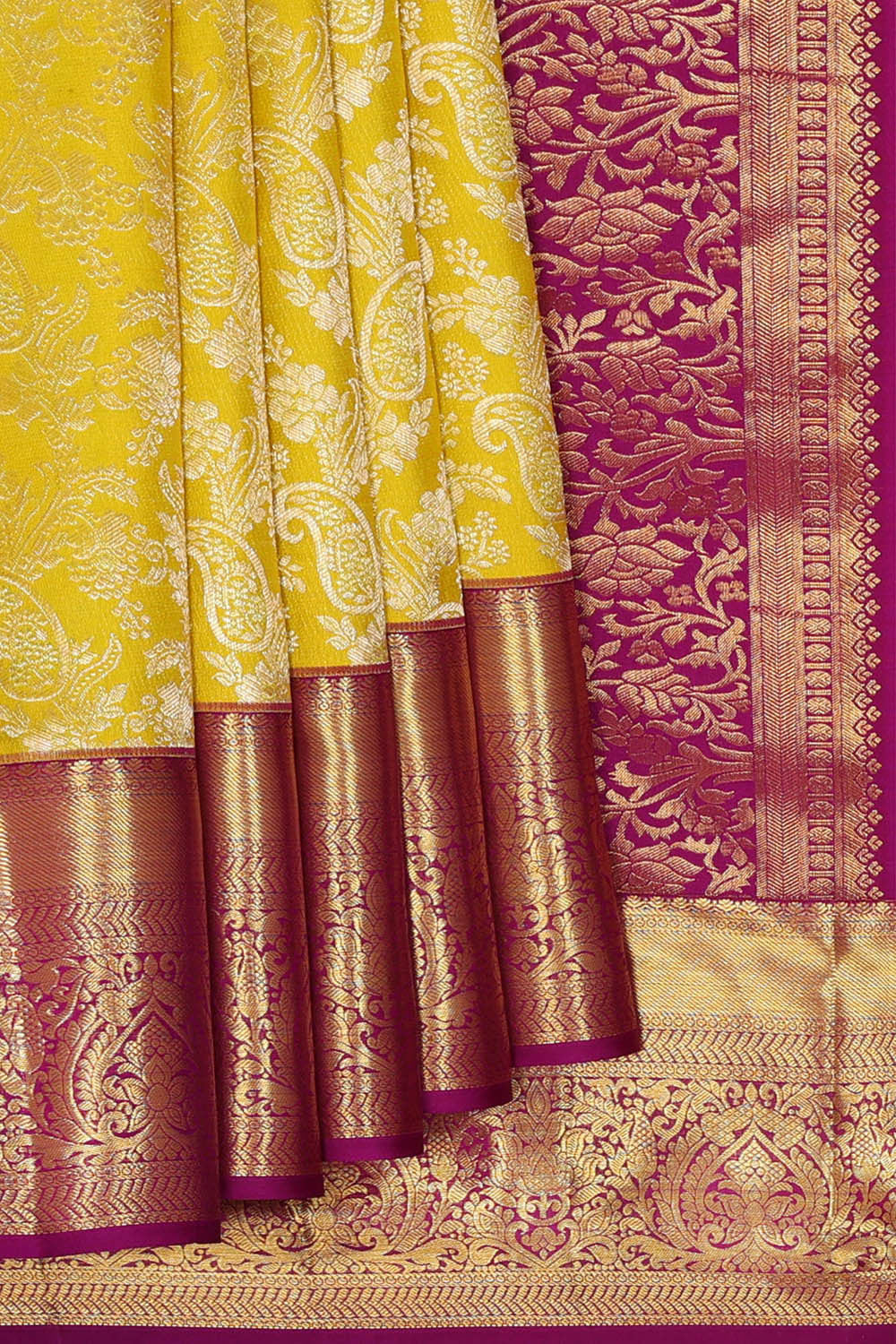 Image of Kanchipattu Yellow Brocade Saree