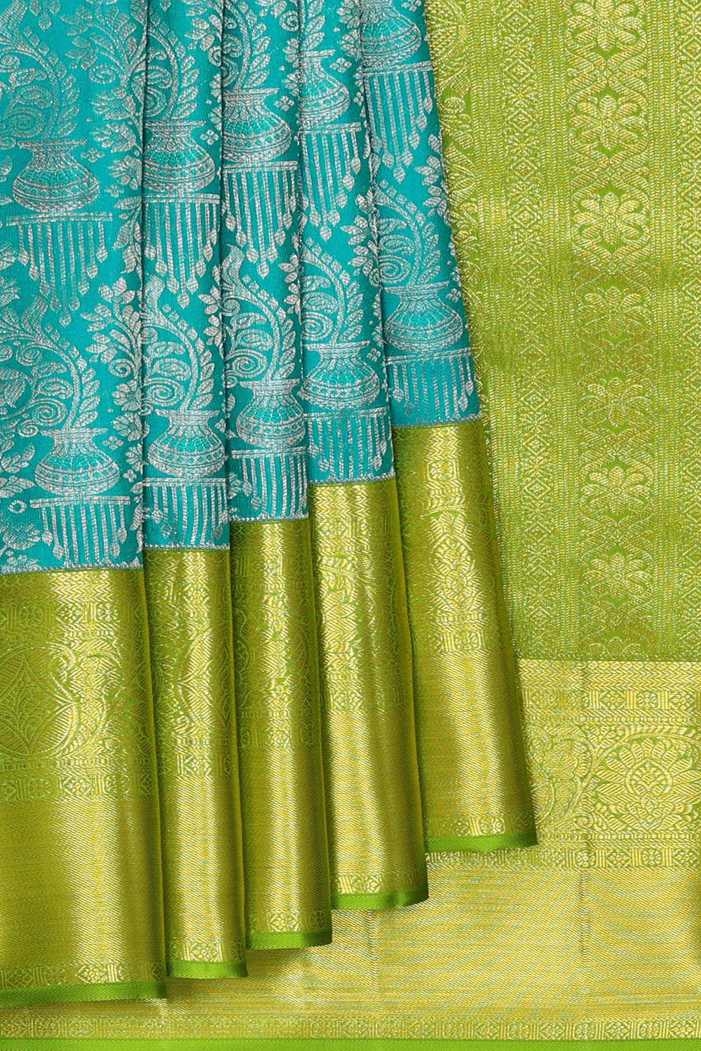 Image of Kanchipattu Ocean Blue Brocade Saree
