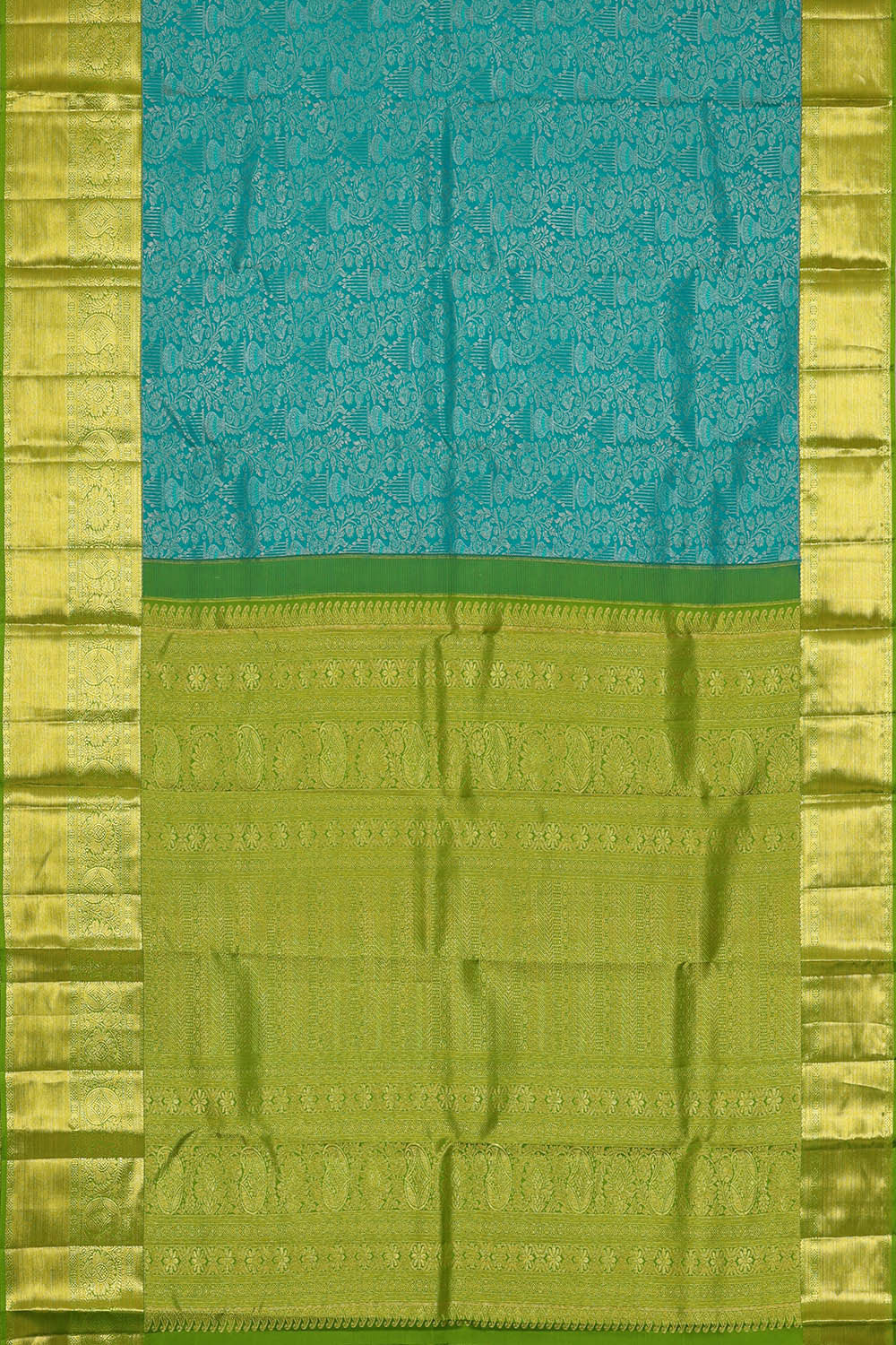 Image of Kanchipattu Ocean Blue Brocade Saree