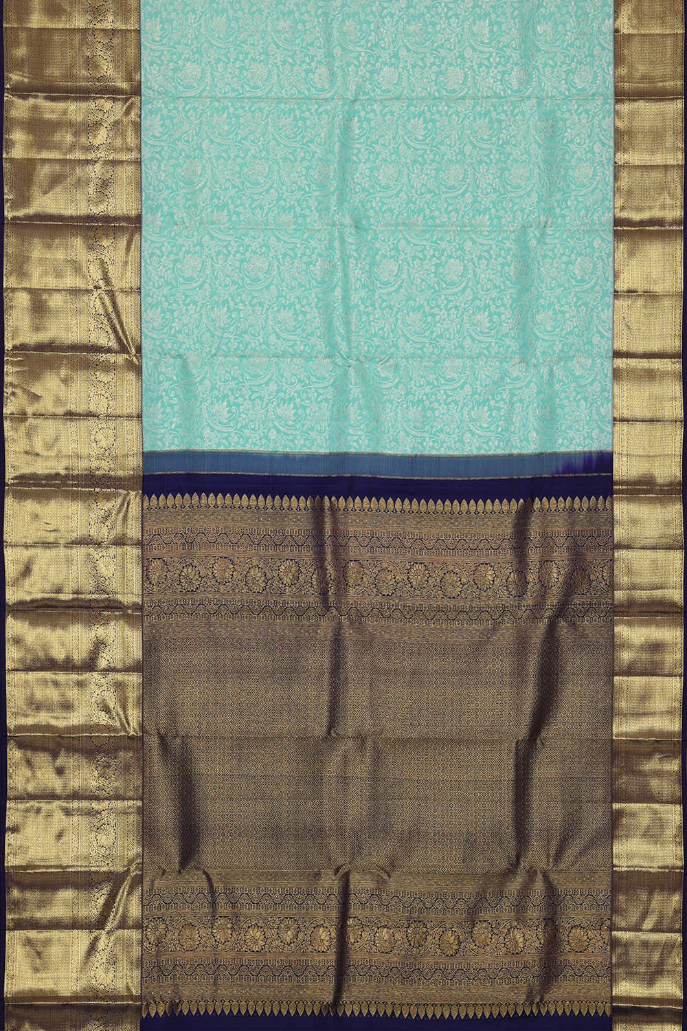 Image of Kanchipattu Sea Blue Brocade Saree