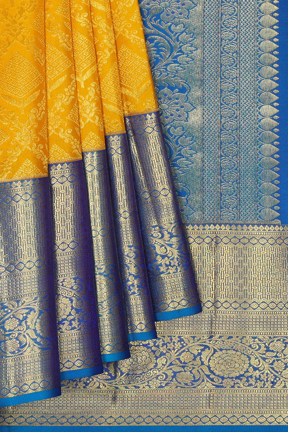 Image of Kanchipattu Haldi Yellow Brocade Saree