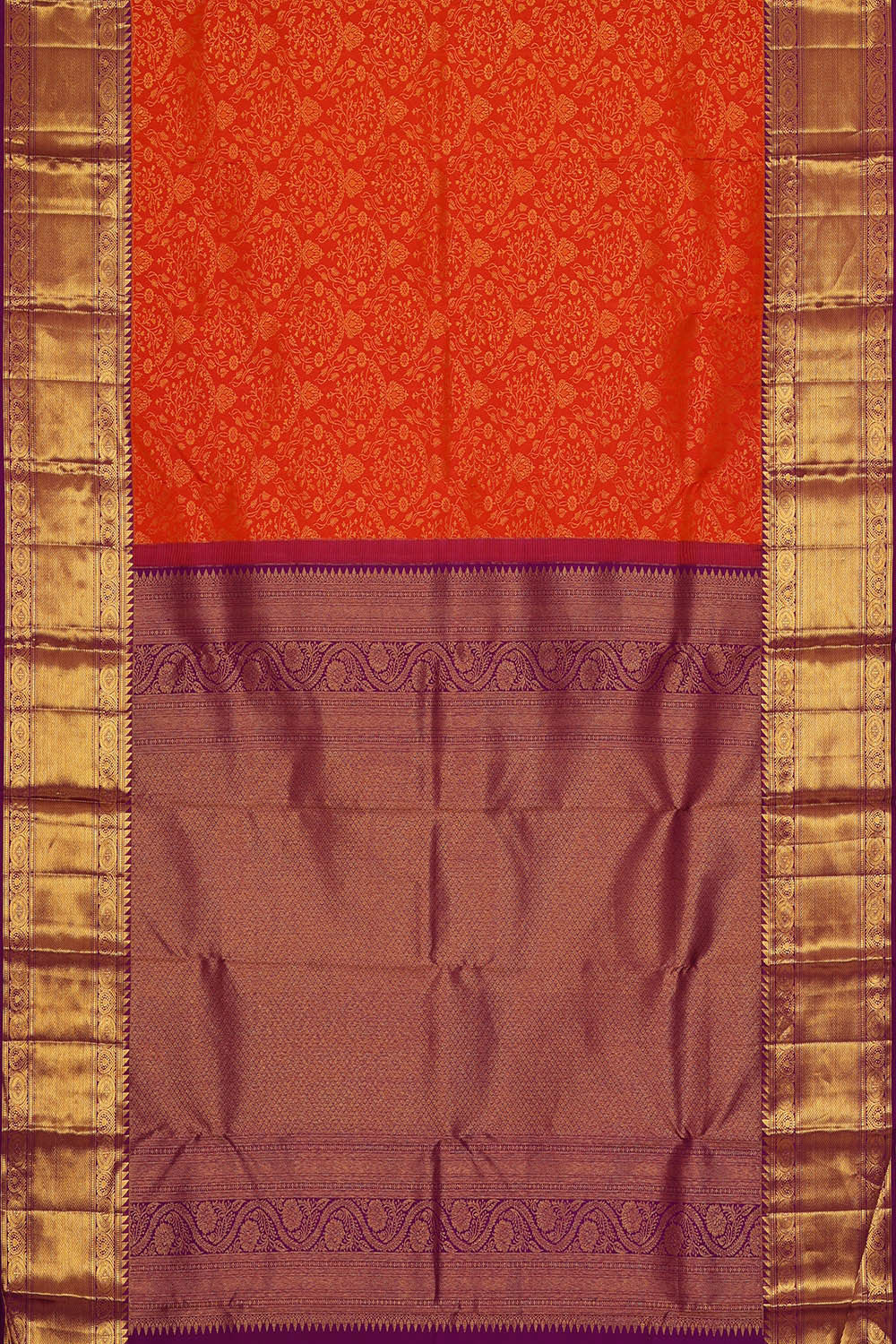 Image of Kanchipattu Orange Brocade Saree