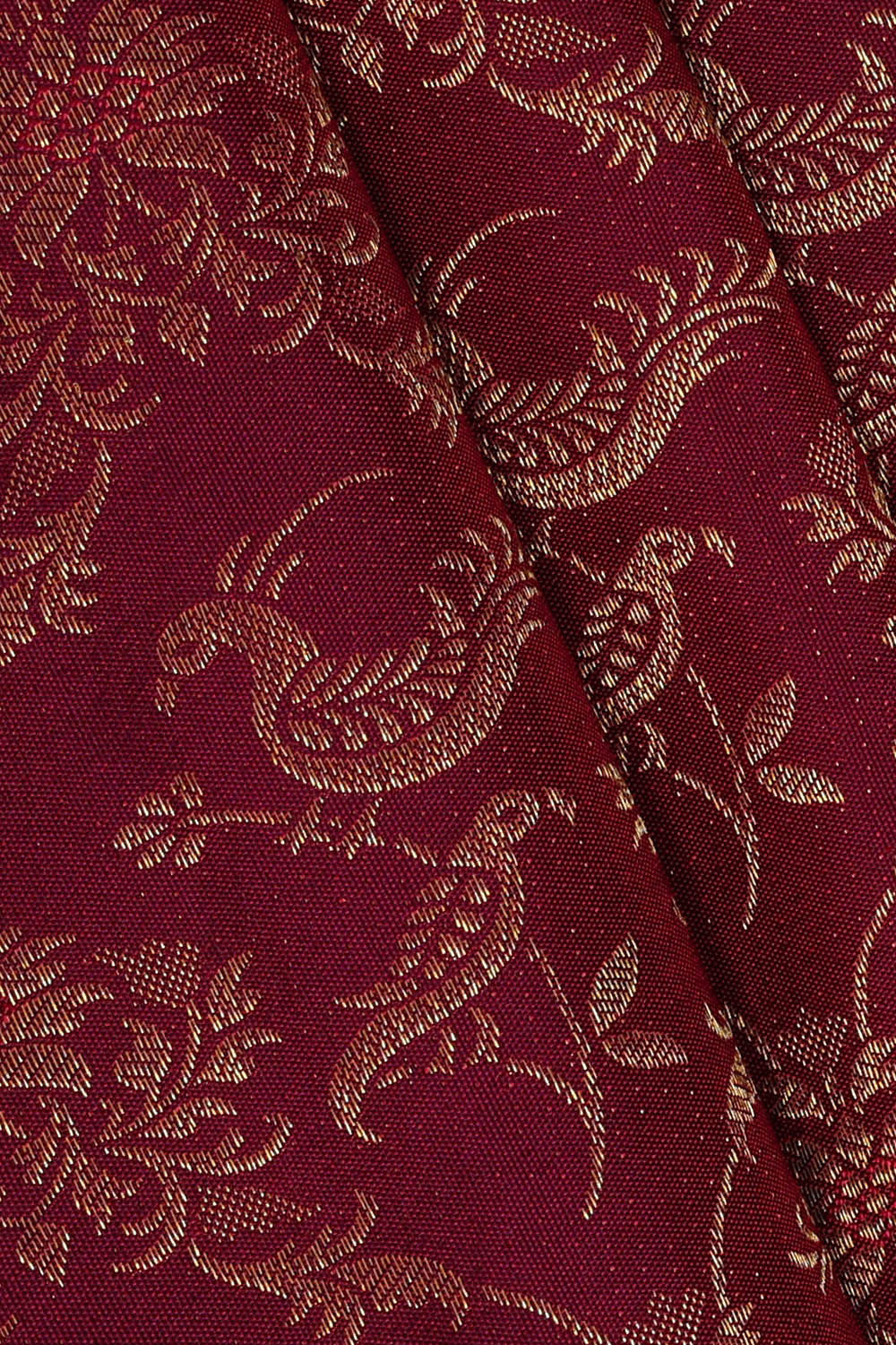 Image of Kanchipattu Dark Red Brocade Saree
