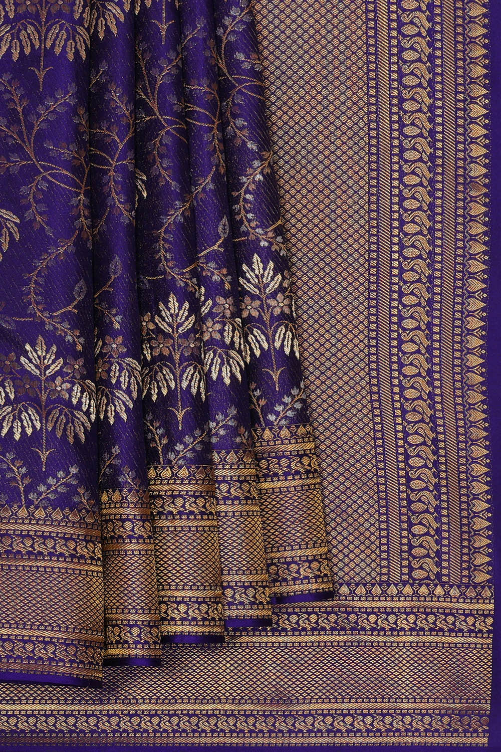Image of Kanchipattu Dark Blue Brocade Saree