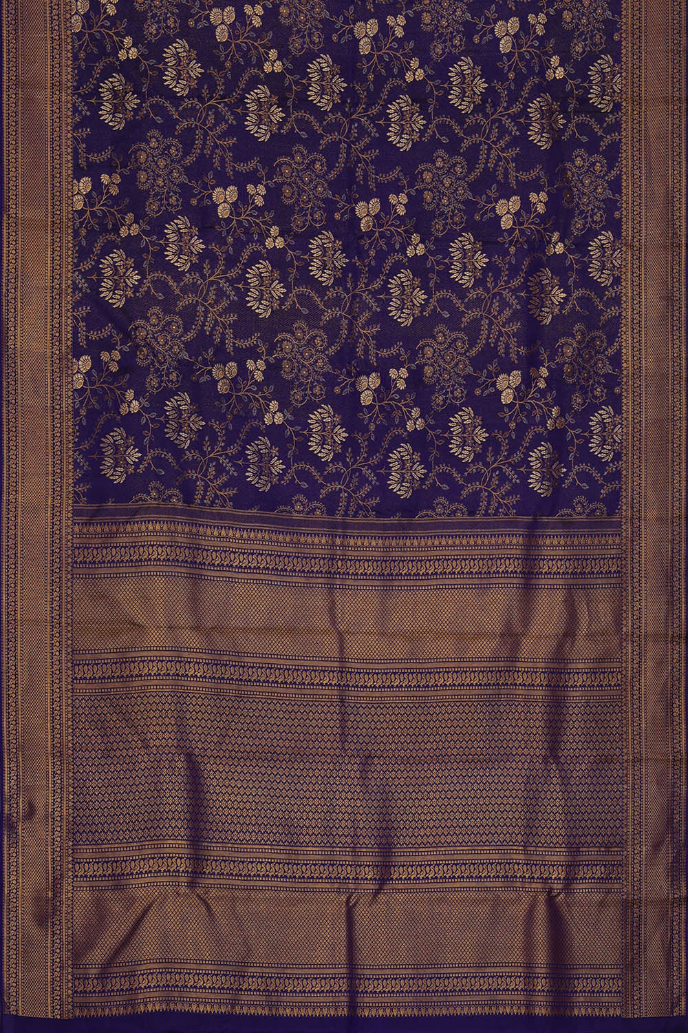 Image of Kanchipattu Dark Blue Brocade Saree