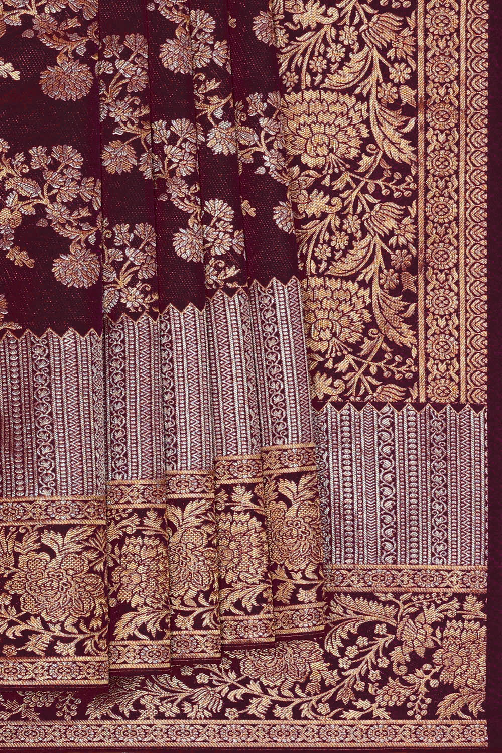Kanchipattu Deep Wine Brocade Saree