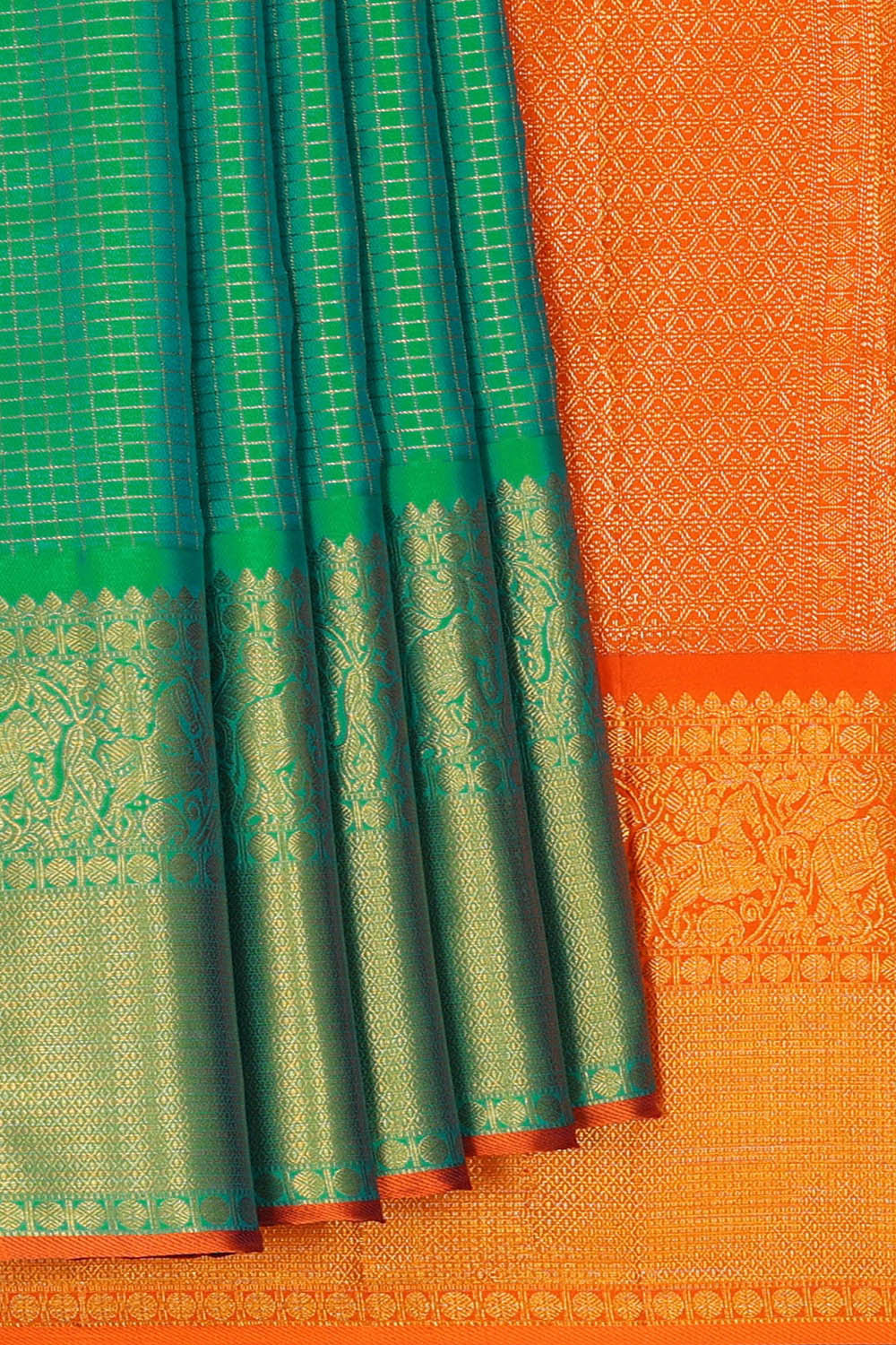 Kanchipattu Emerald Green Brocade Saree