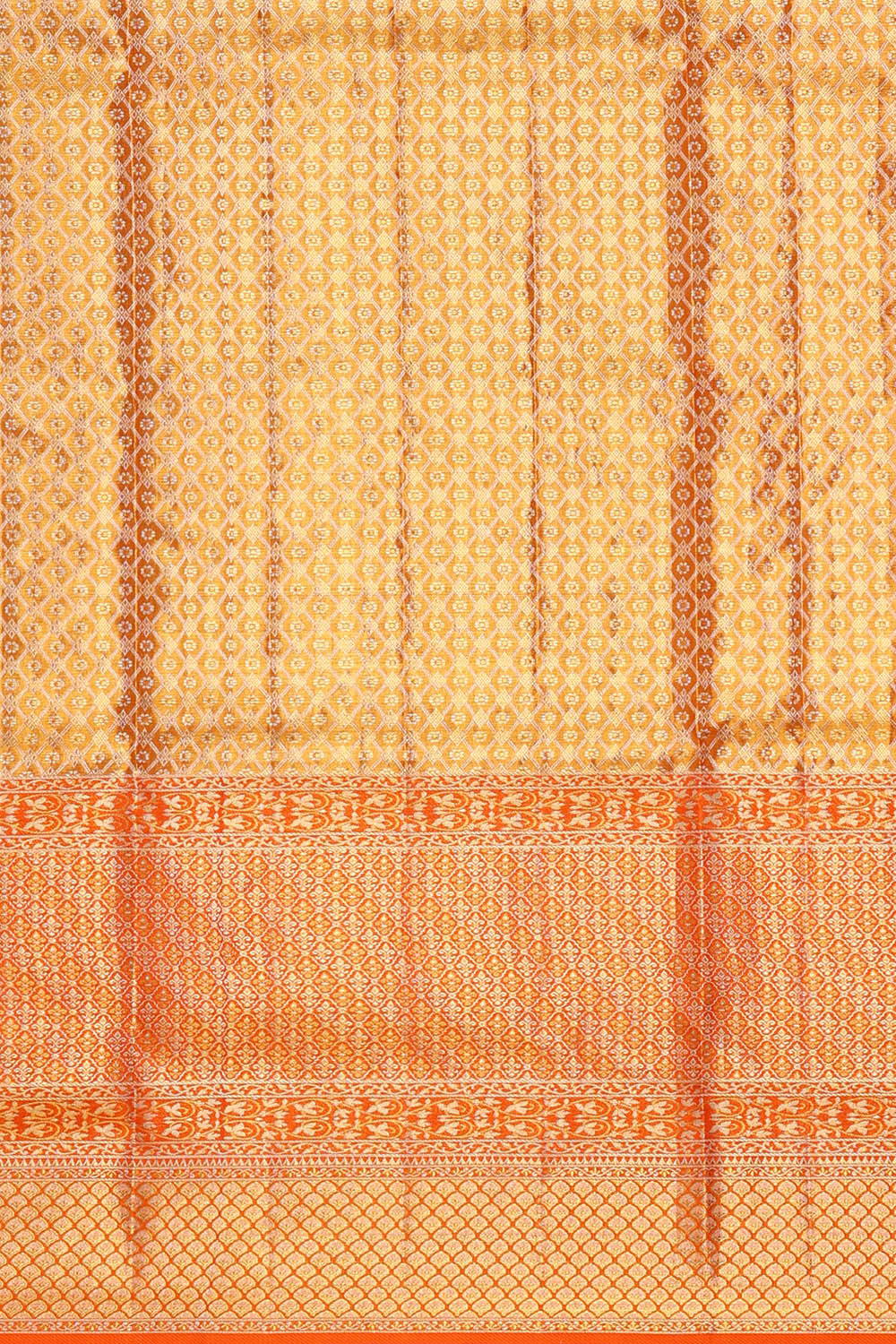 Image of Kanchipattu Golden Pink Brocade Saree