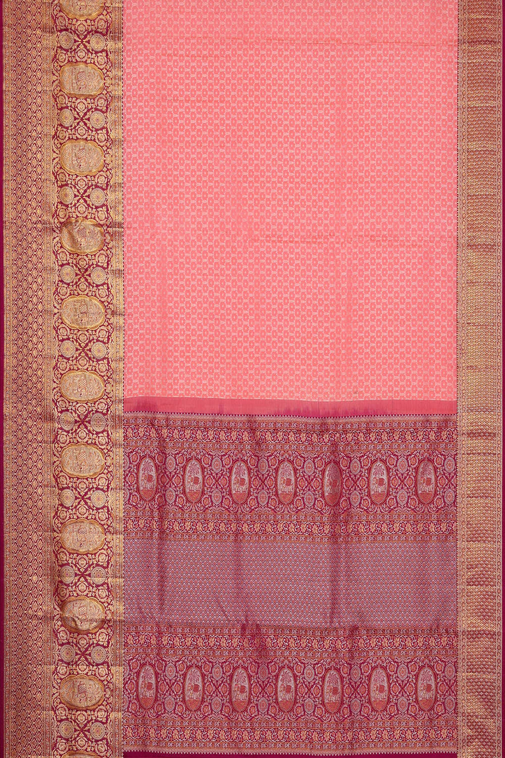 Image of Kanchipattu Peach Brocade Saree