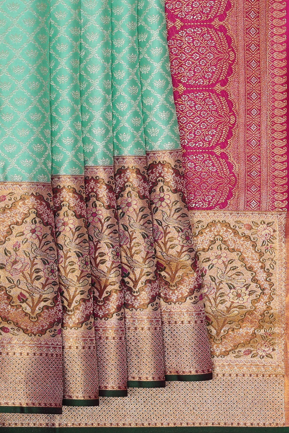 Image of Kanchipattu Sea Green Brocade Saree