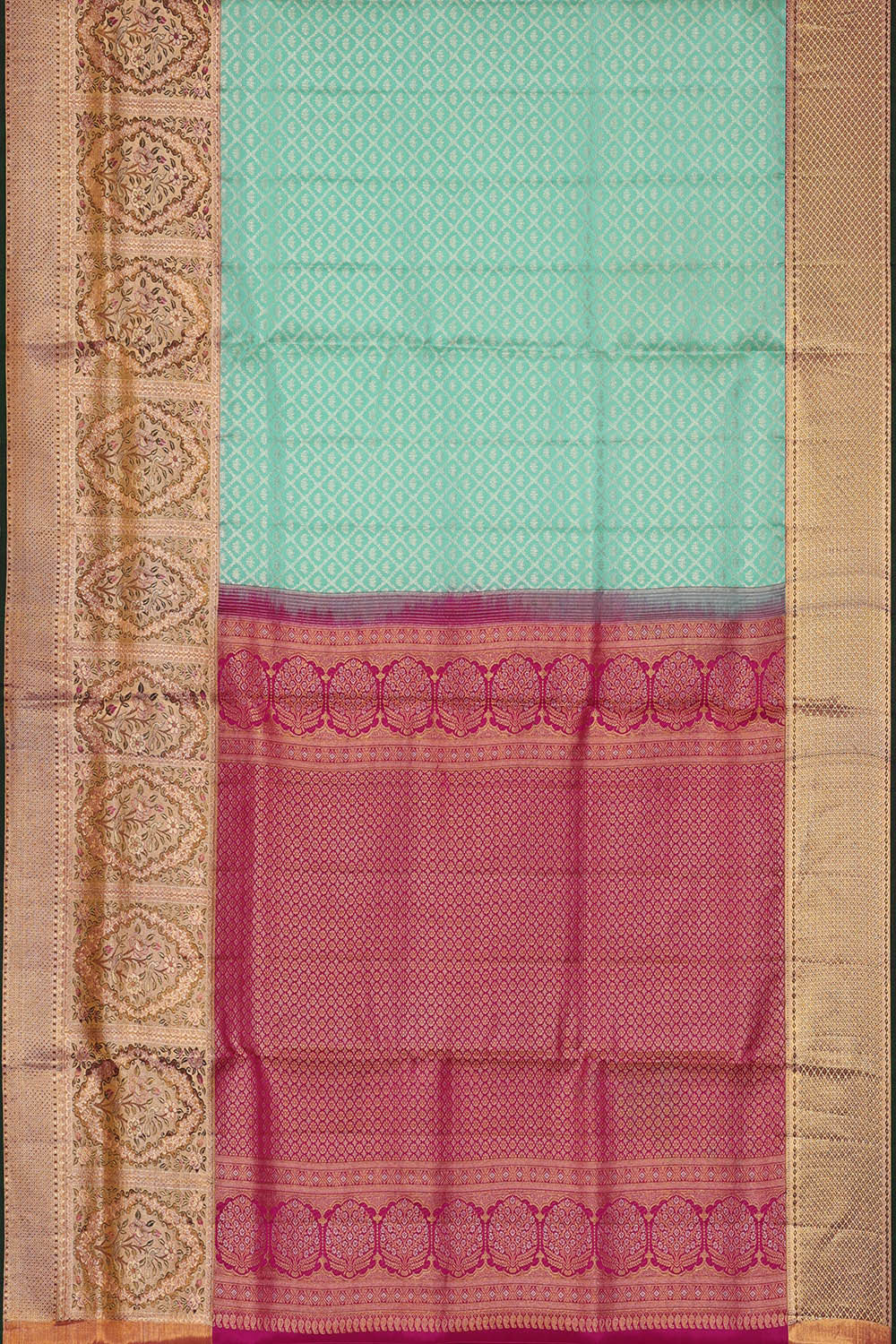 Image of Kanchipattu Sea Green Brocade Saree