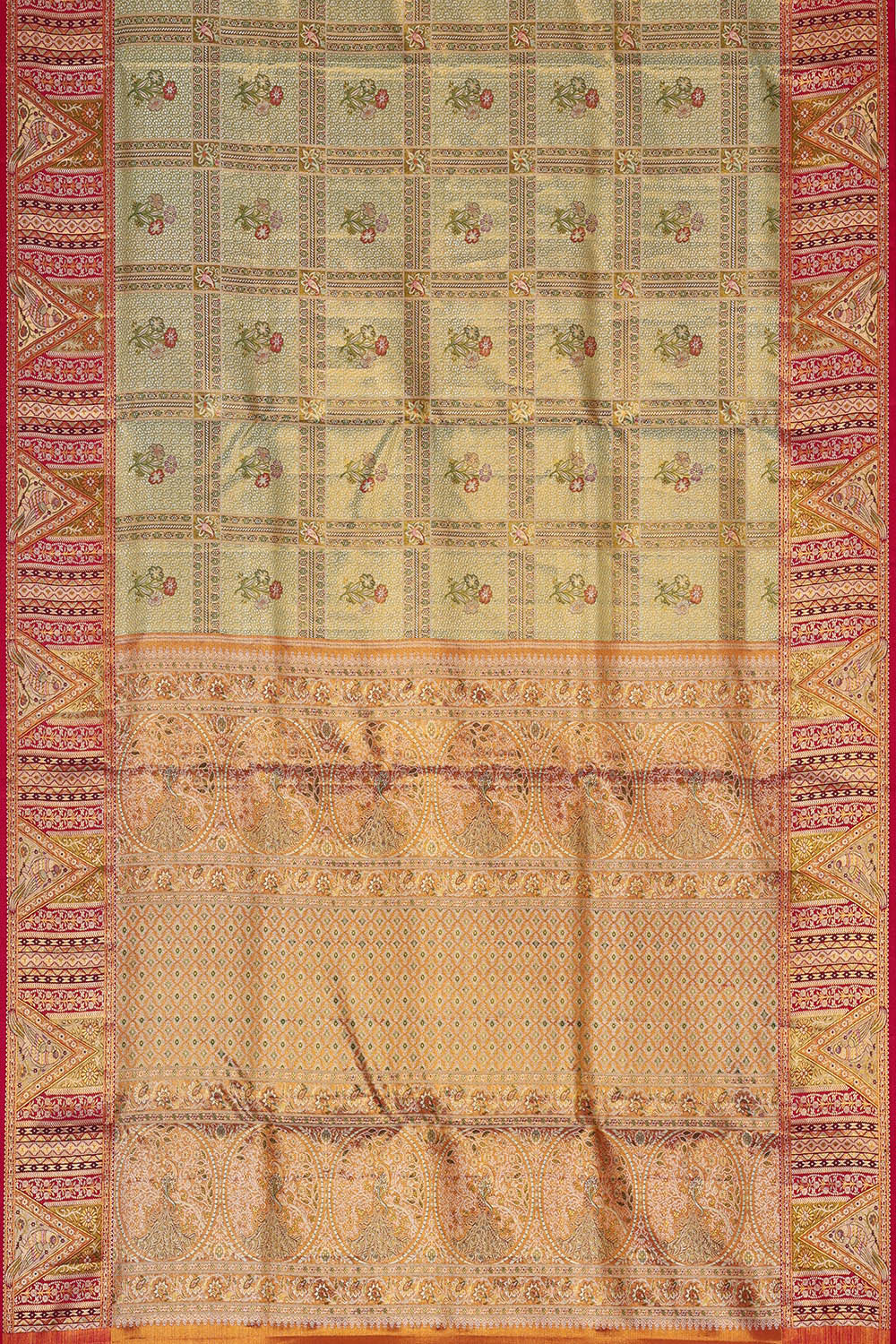 Image of Kanchipattu Pista Green Brocade Saree