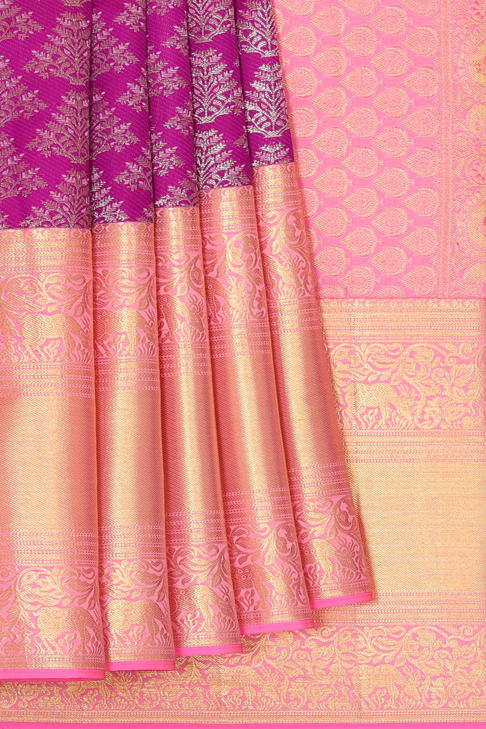 Image of Kanchipattu Magenta Purple Brocade Saree