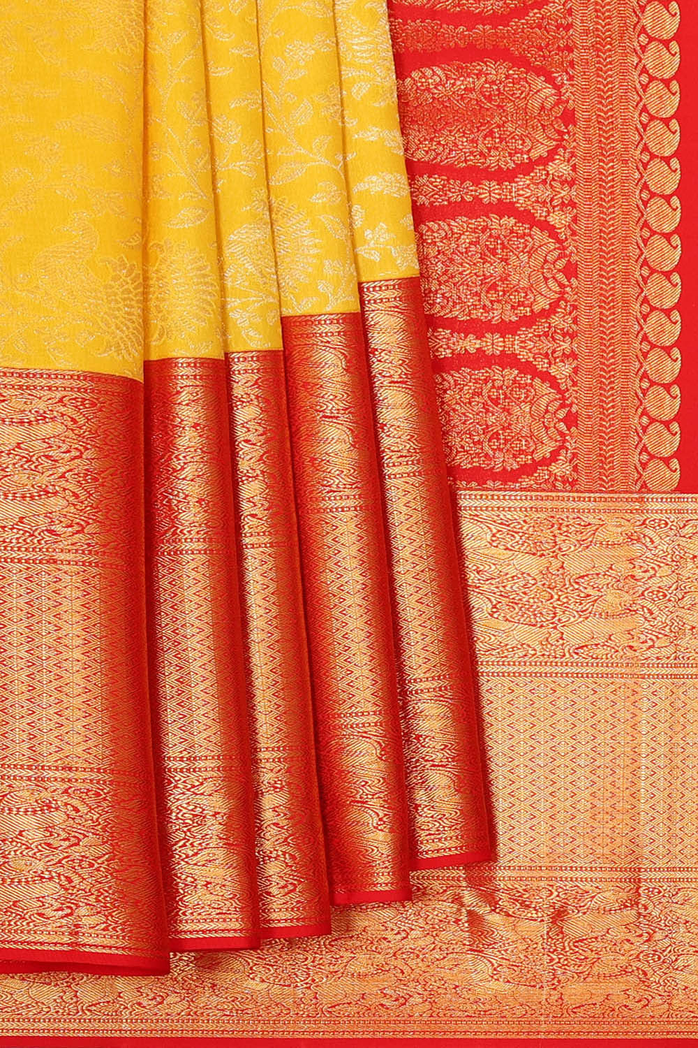 Image of Kanchipattu Yellow Brocade Saree