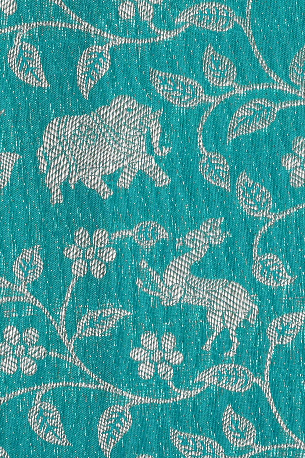 Image of Kanchipattu Peacock Blue Brocade Saree