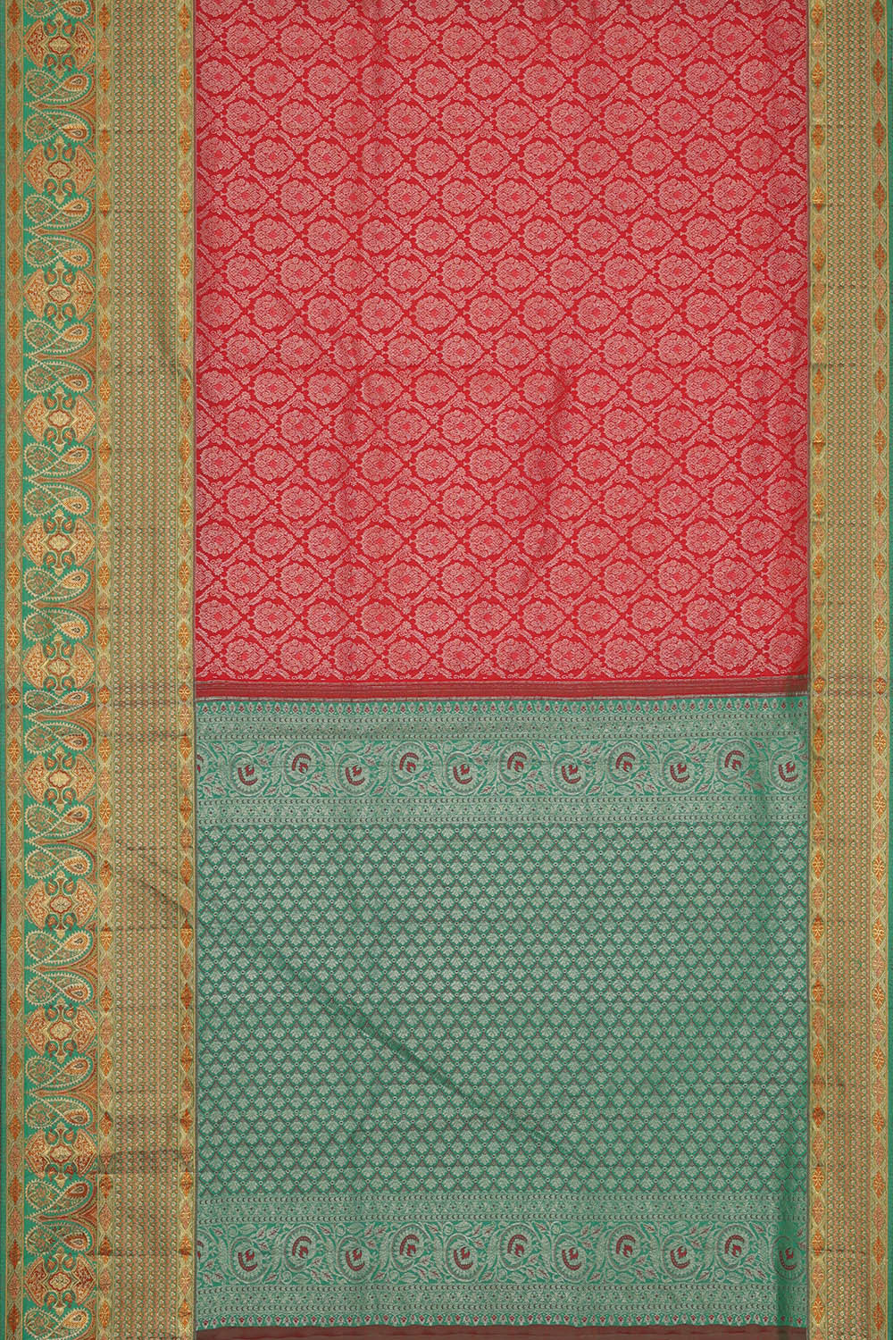 Image of Kanchipattu Red Brocade Saree