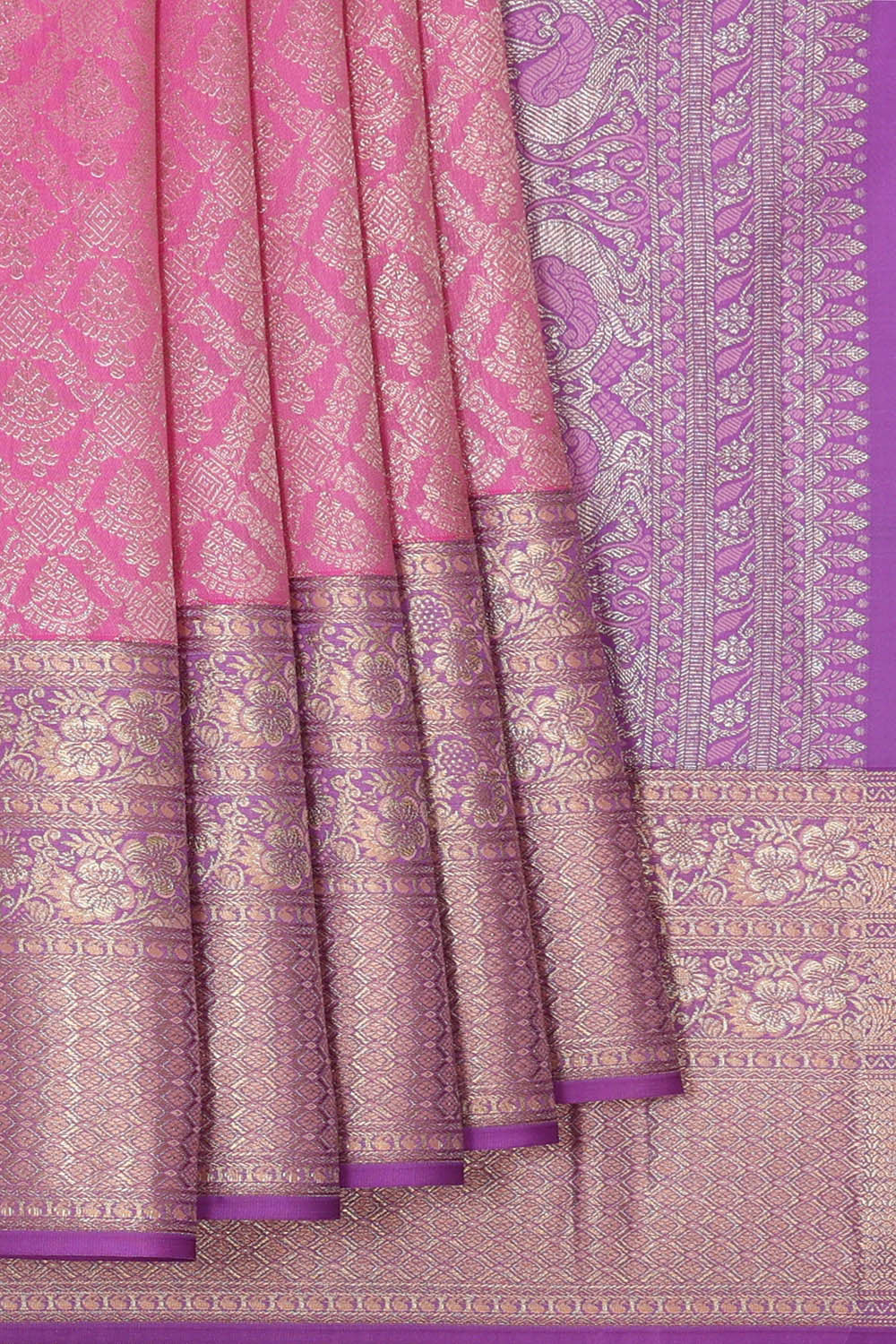 Image of Kanchipattu Pink Brocade Saree