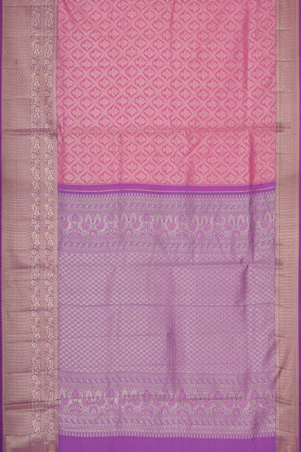 Image of Kanchipattu Pink Brocade Saree