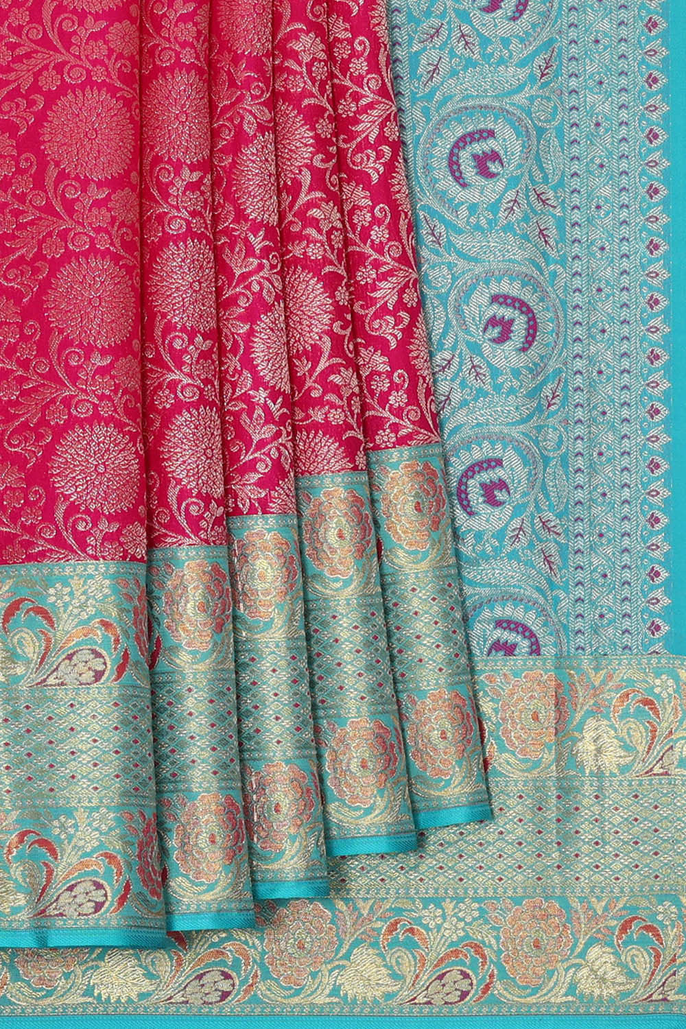 Image of Kanchipattu Reddish Pink Brocade Saree